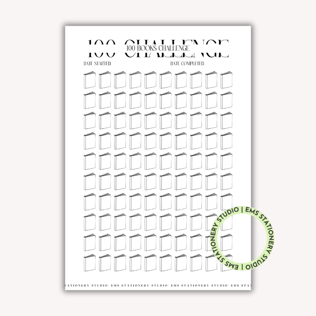100 Books Challenge Journal Inserts **Digital Download**