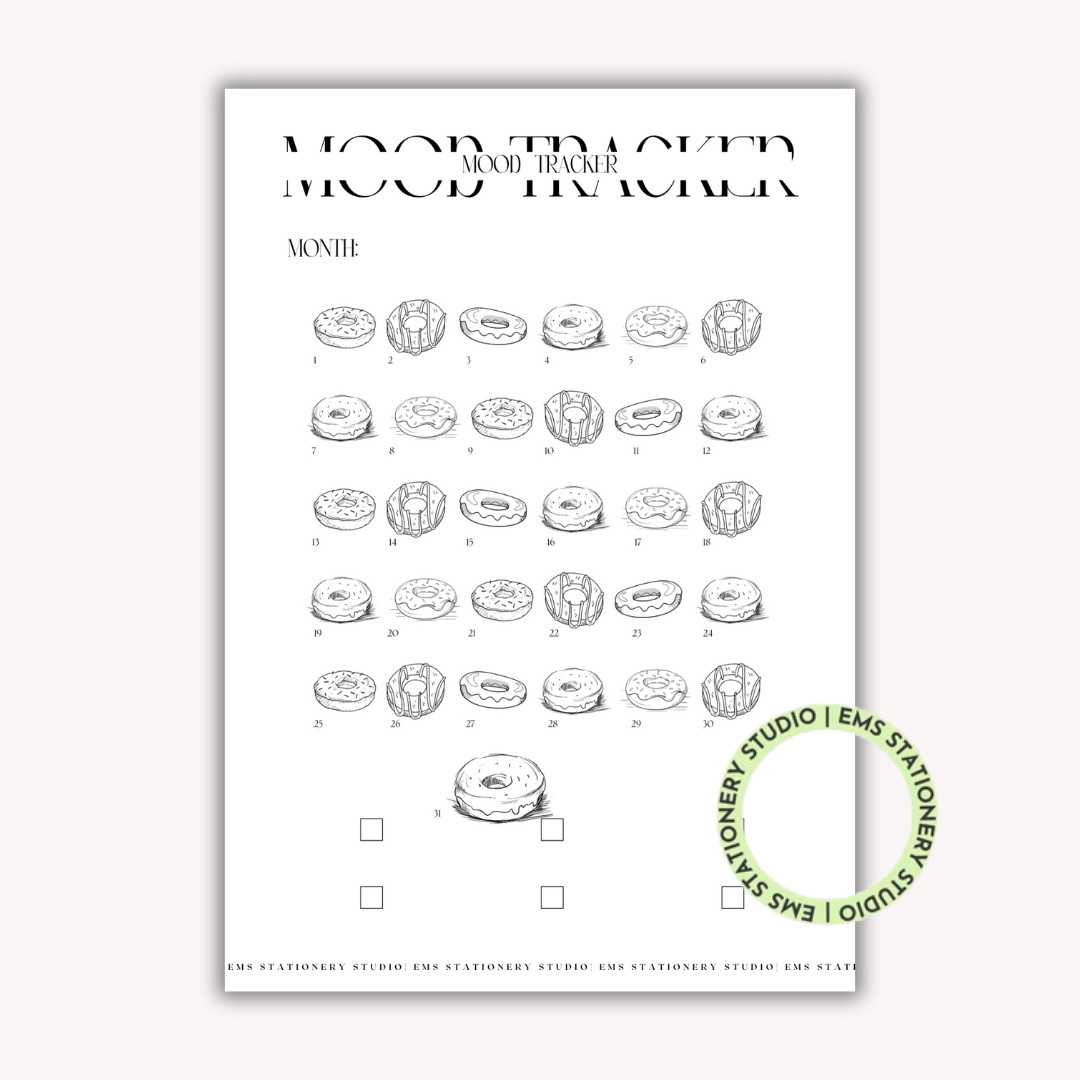 Donut Monthly Mood Tracker Journal Inserts **Digital Download**