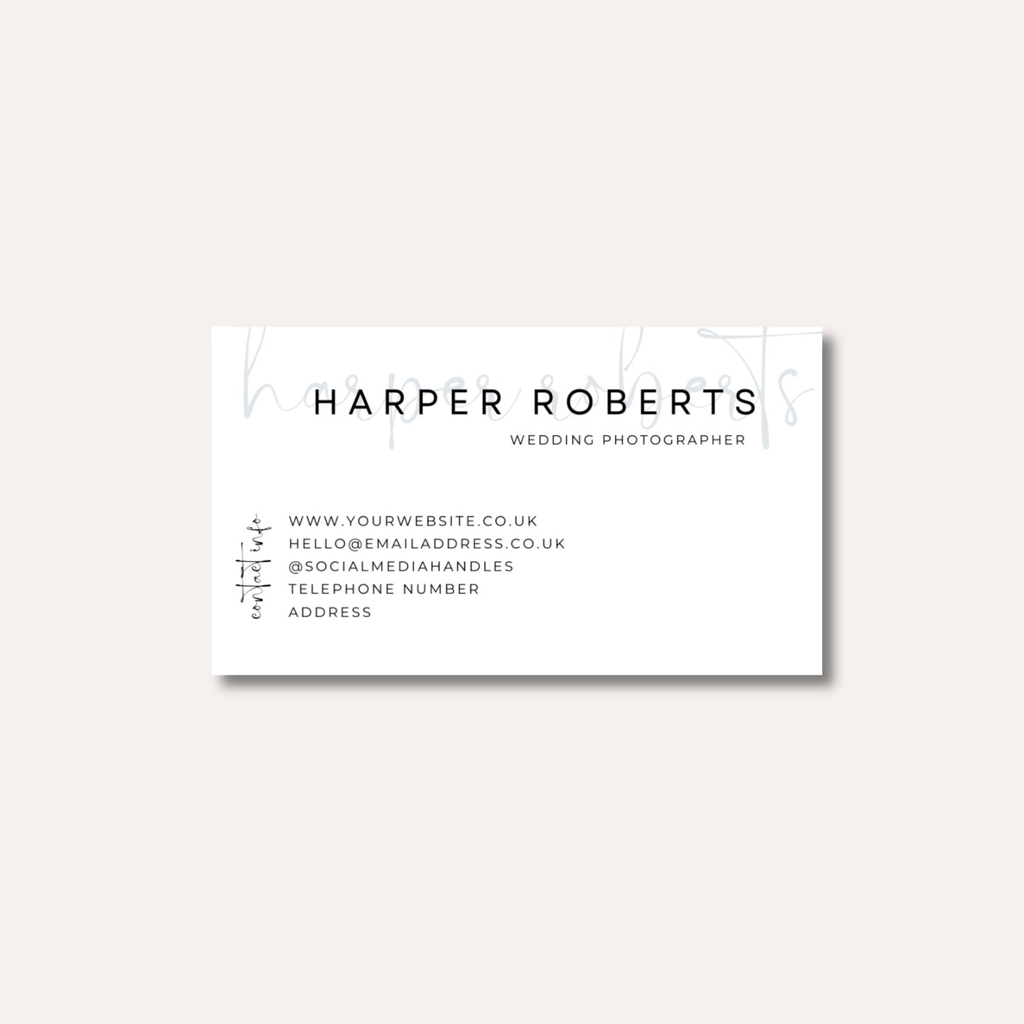 Minimalistic Calligraphy Print Business Cards