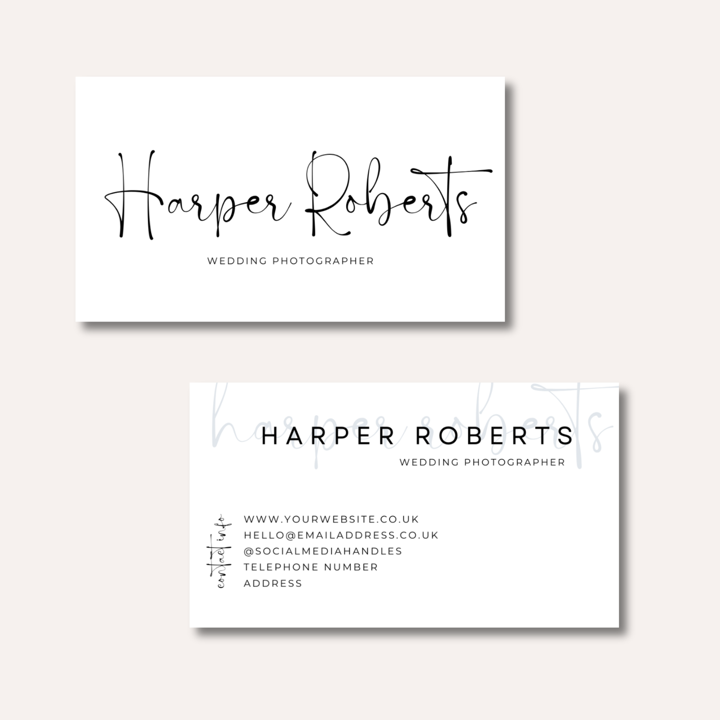 Minimalistic Calligraphy Print Business Cards