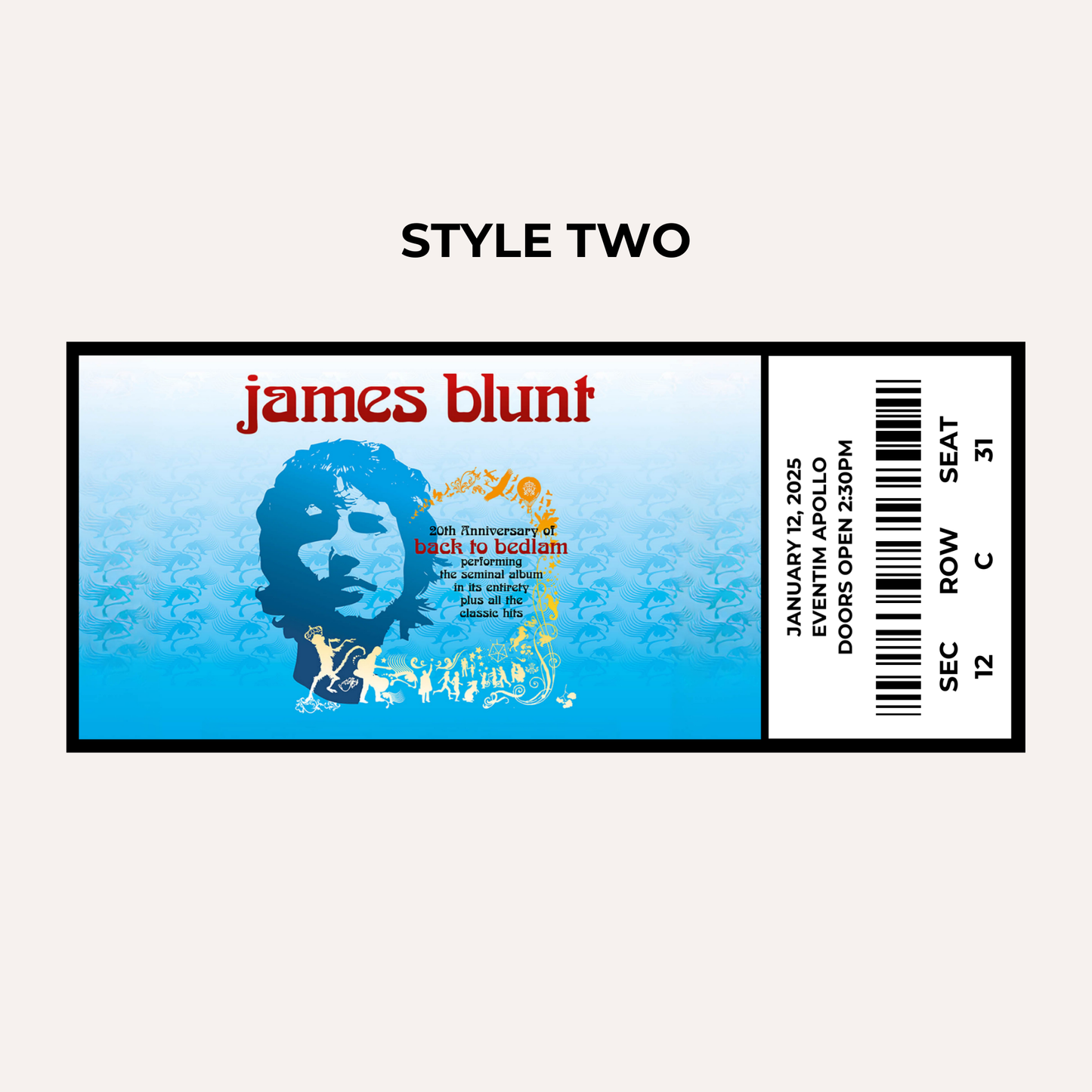 Concert Gifting Experience- James Blunt, Back To Bedlam 30th Anniversary Tour
