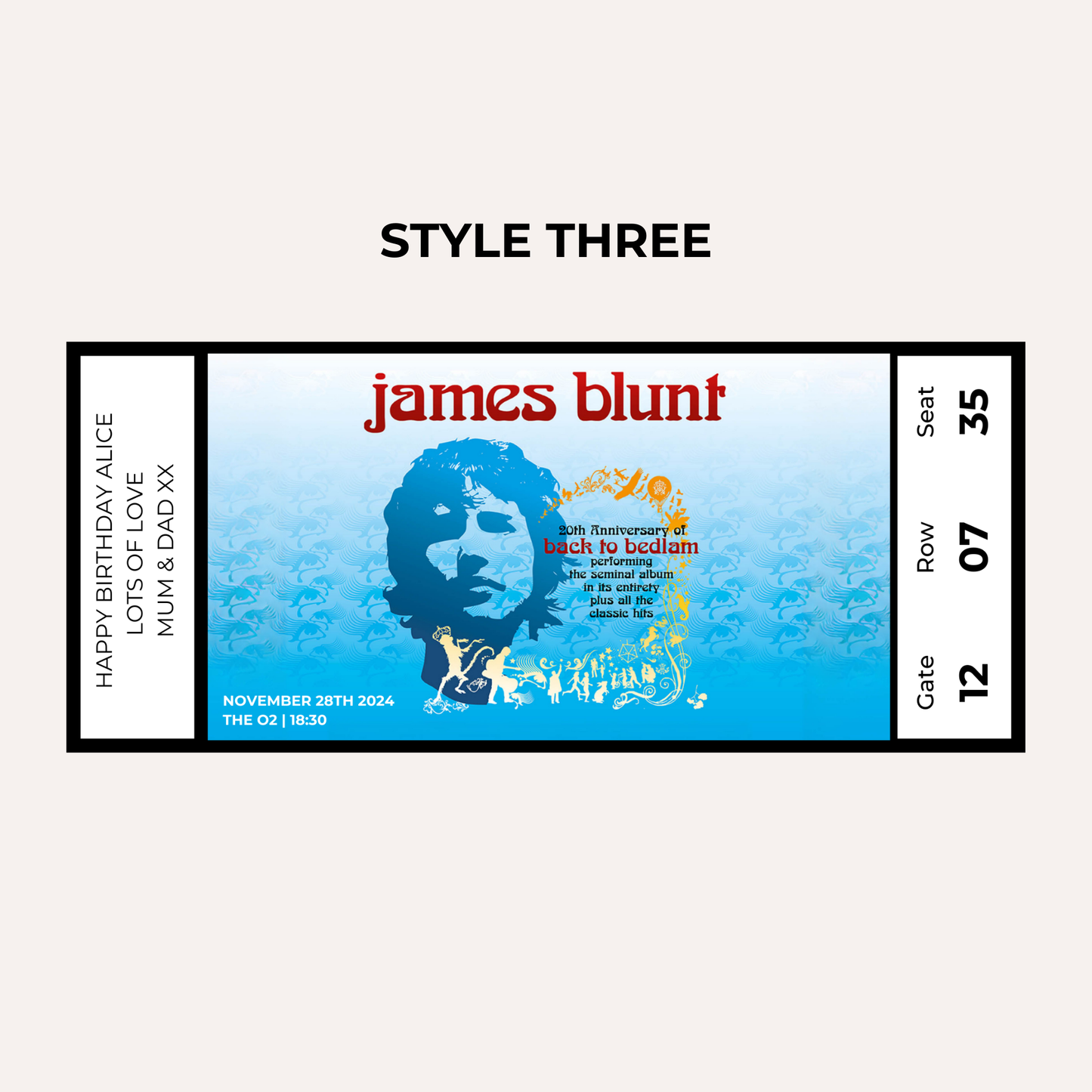 Concert Gifting Experience- James Blunt, Back To Bedlam 30th Anniversary Tour