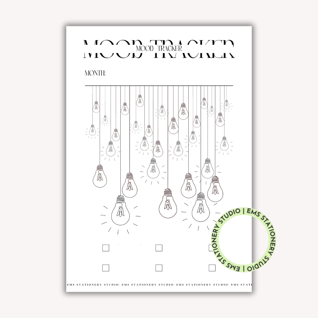 Light Bulbs Monthly Mood Tracker Journal Inserts **Digital Download**
