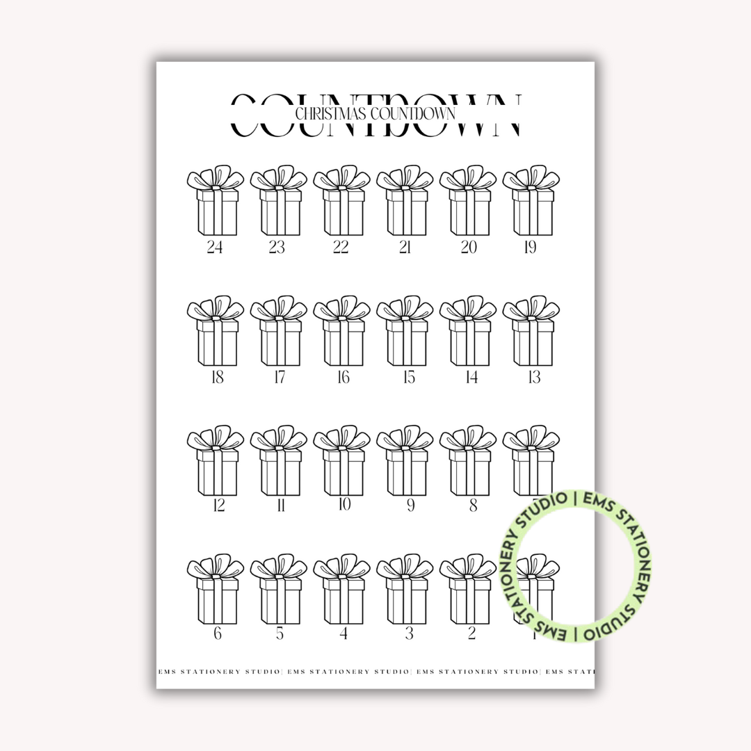 Christmas Countdown Presents Journal Inserts **Digital Download**
