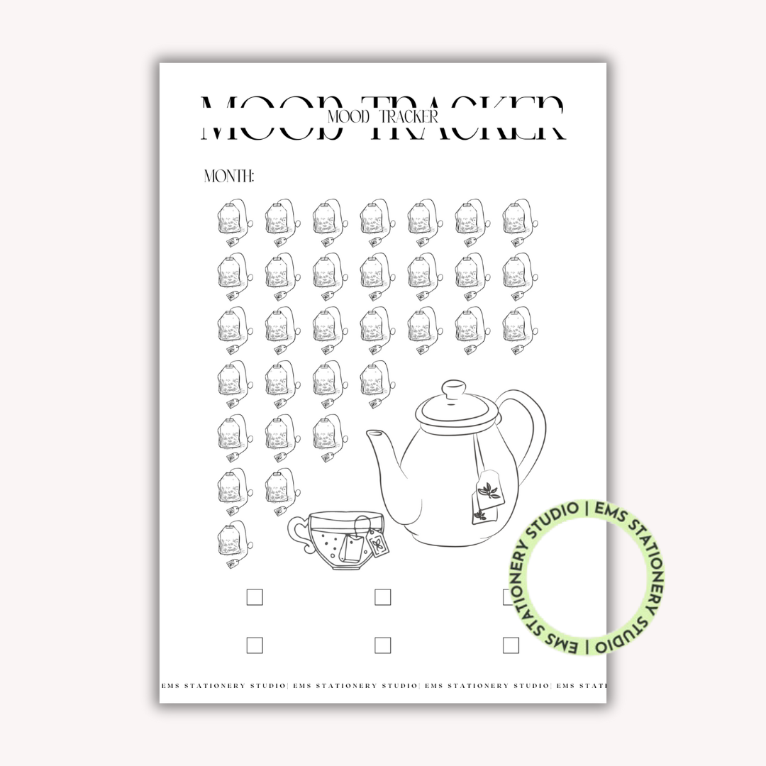 Tea Monthly Mood Tracker Journal Inserts **Digital Download**