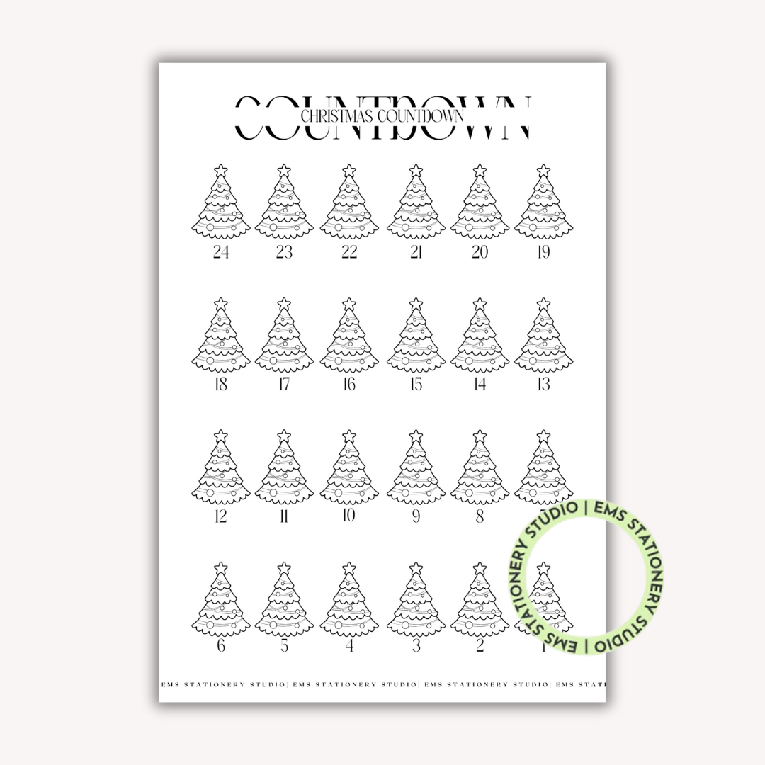 Christmas Countdown Tree Journal Inserts **Digital Download**