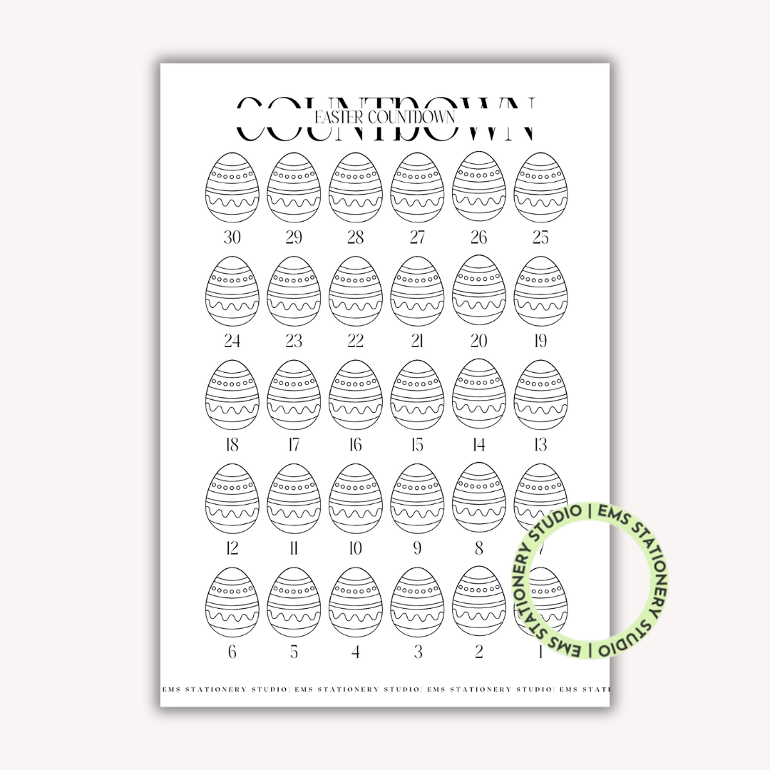 Easter Countdown Eggs Journal Inserts **Digital Download**