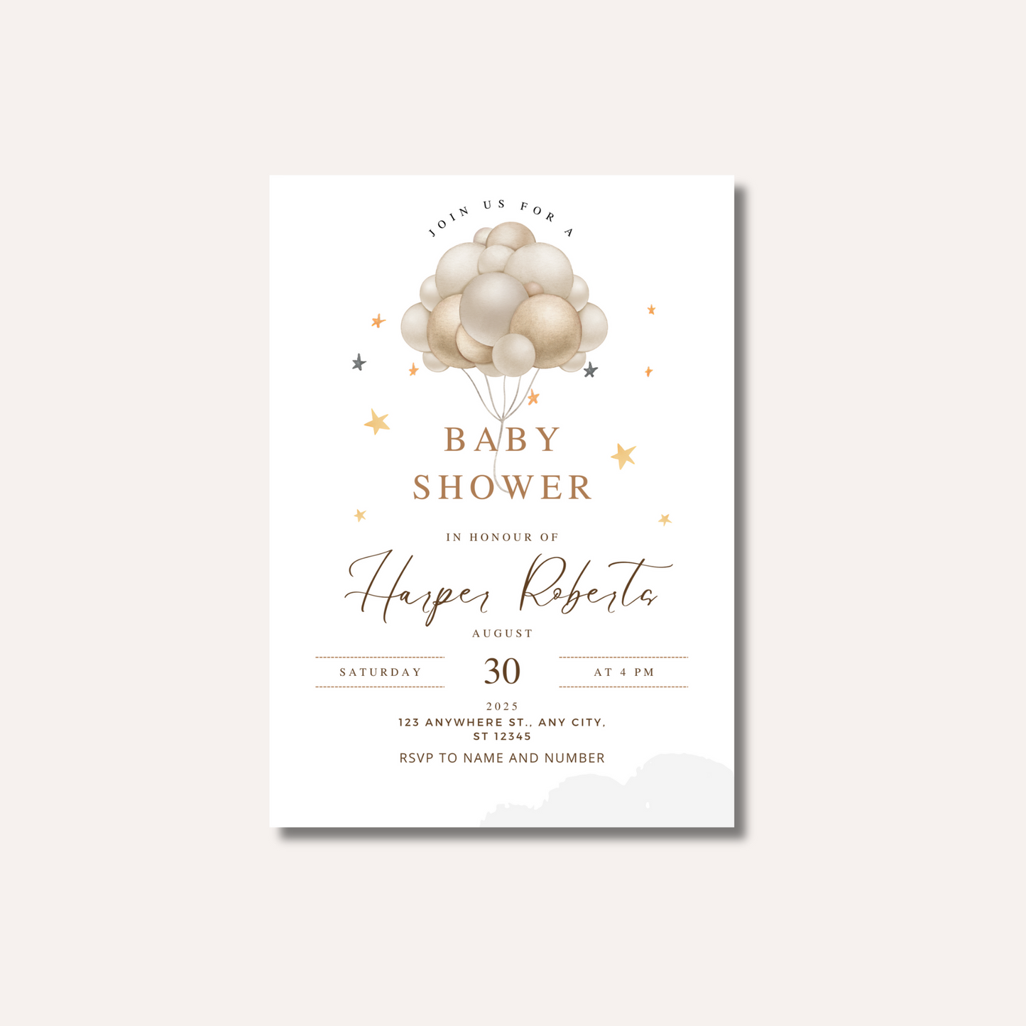 Neutral Balloons Invitation