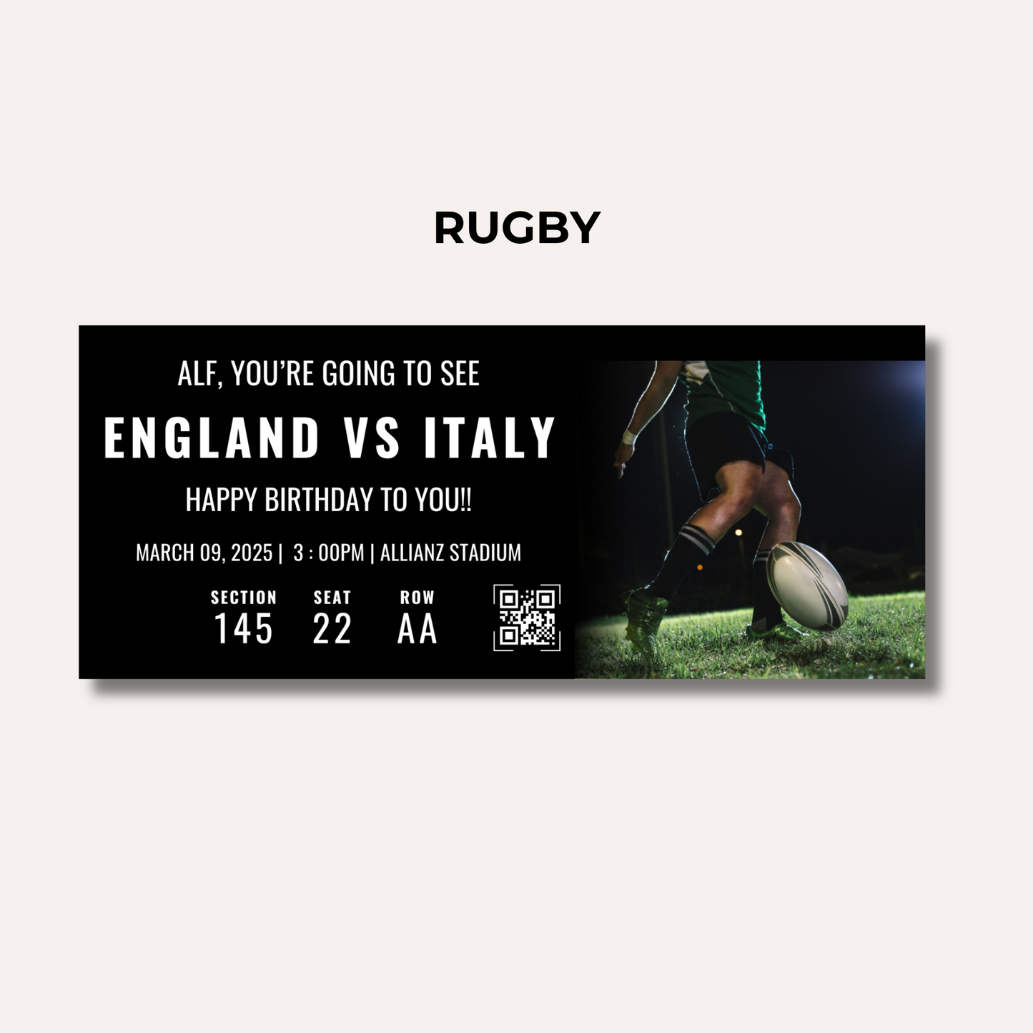 Sporting Event Gifting Experience- Rugby Game