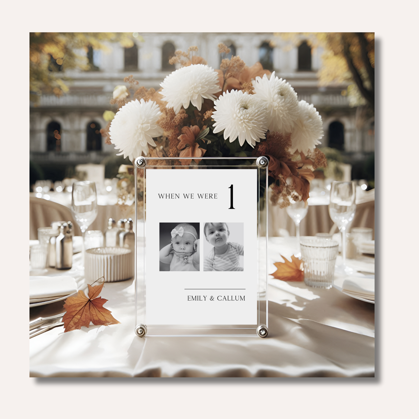Table Numbers- B&W Photo "When We Were..."