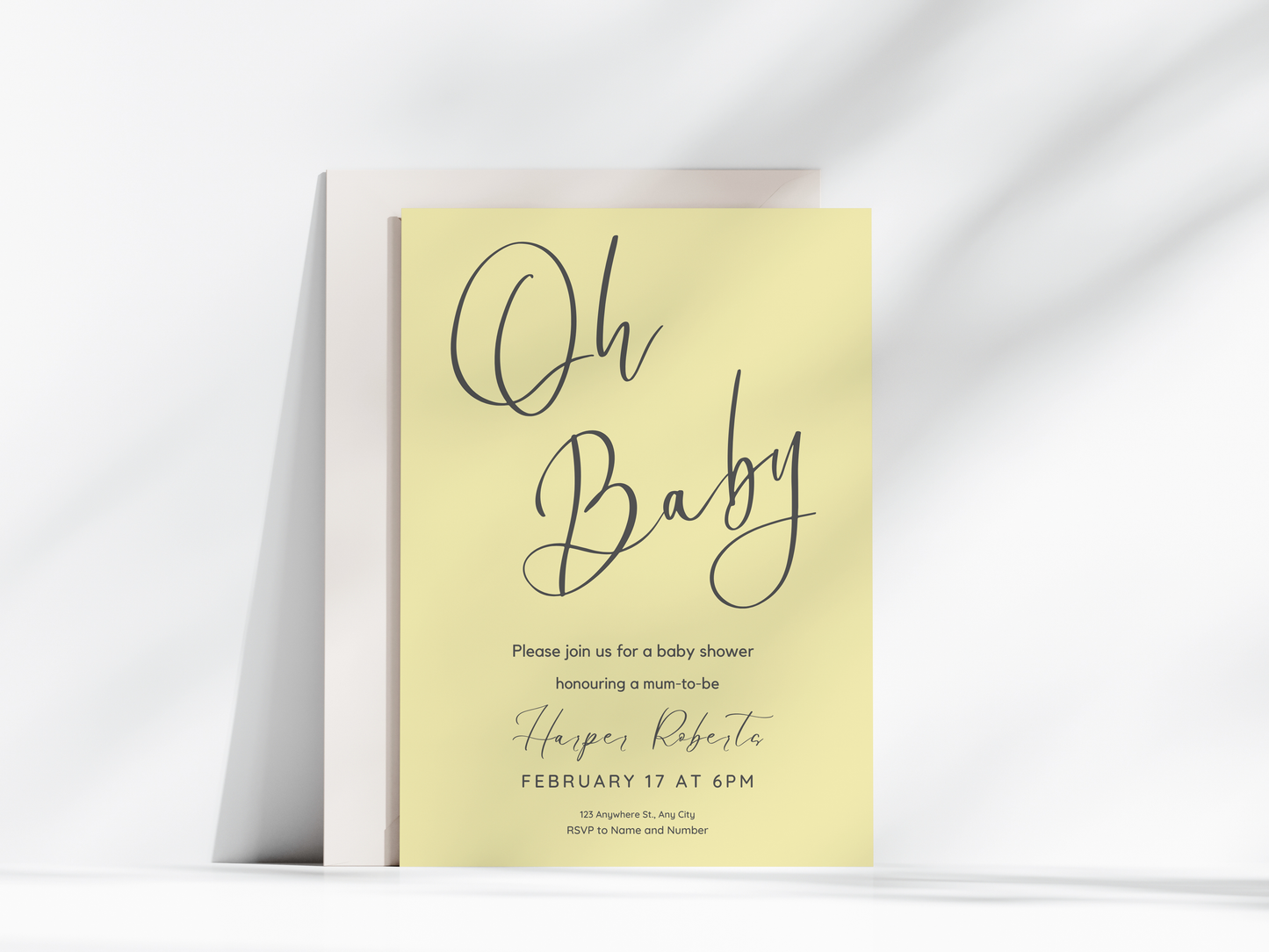 Oh Baby Yellow Invitation