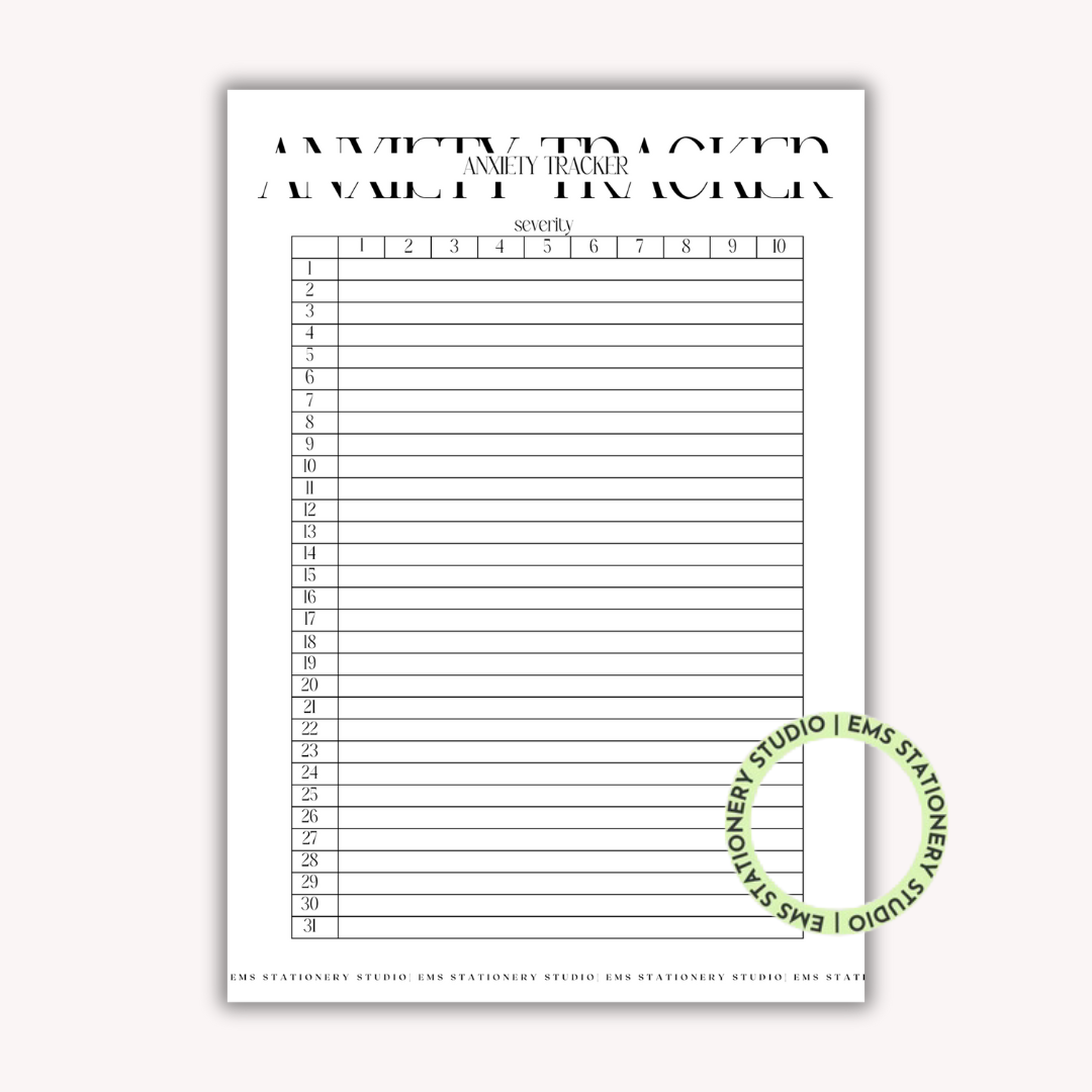 Monthly Anxiety Tracker Journal Inserts **Digital Download**