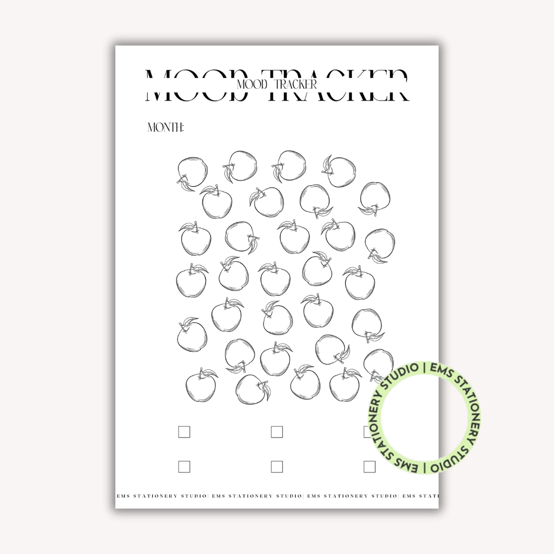 Apples Monthly Mood Tracker Journal Inserts **Digital Download**