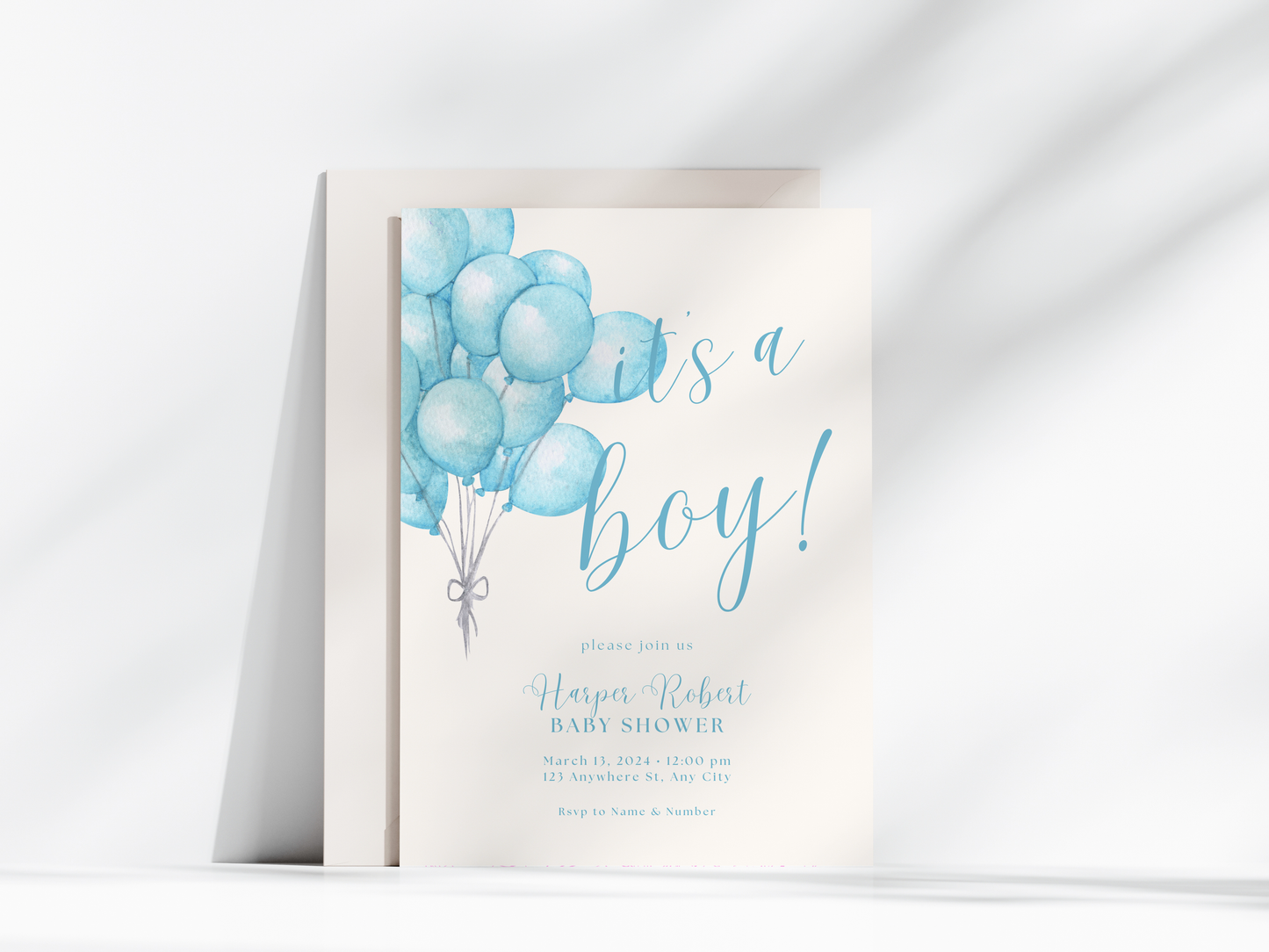 Its a Boy Balloons Invitation