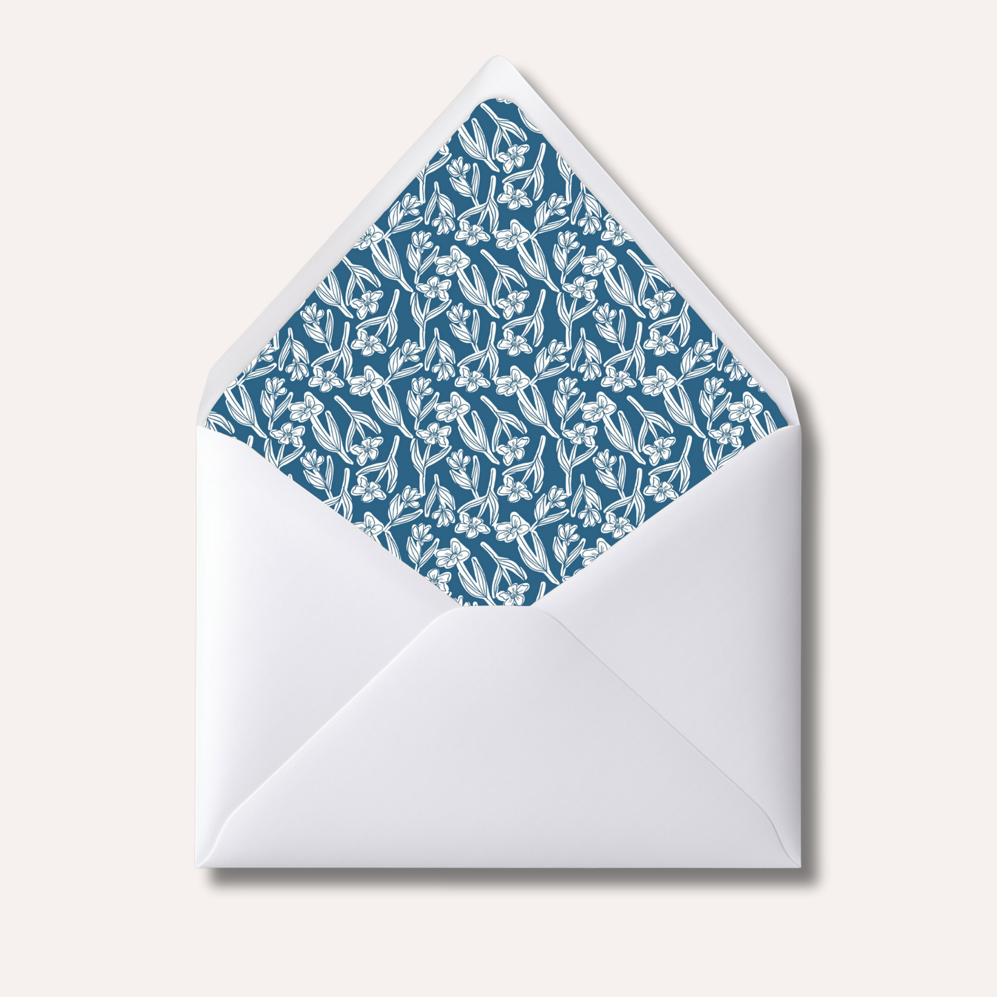 Envelope Liner: White & Blue Floral
