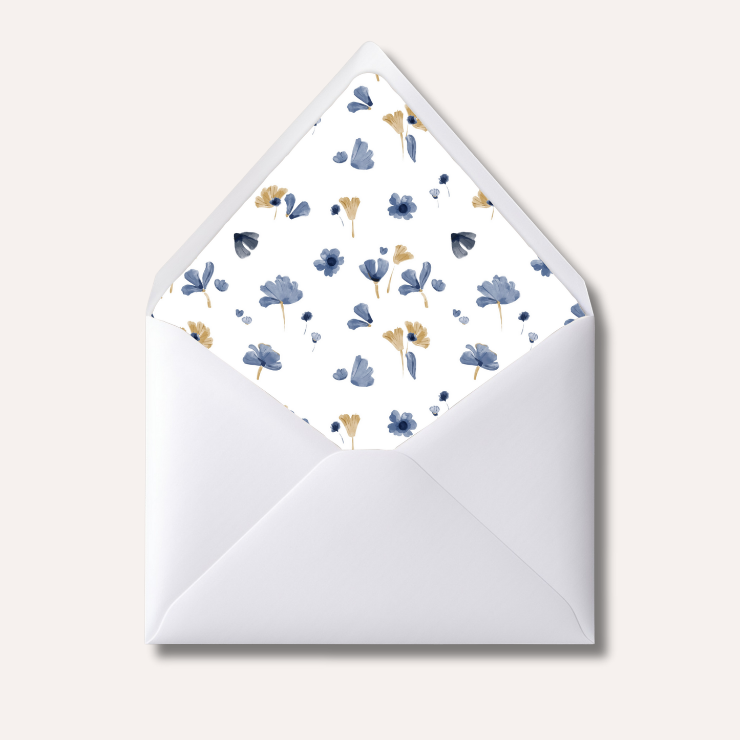 Envelope Liner: White & Blue Floral
