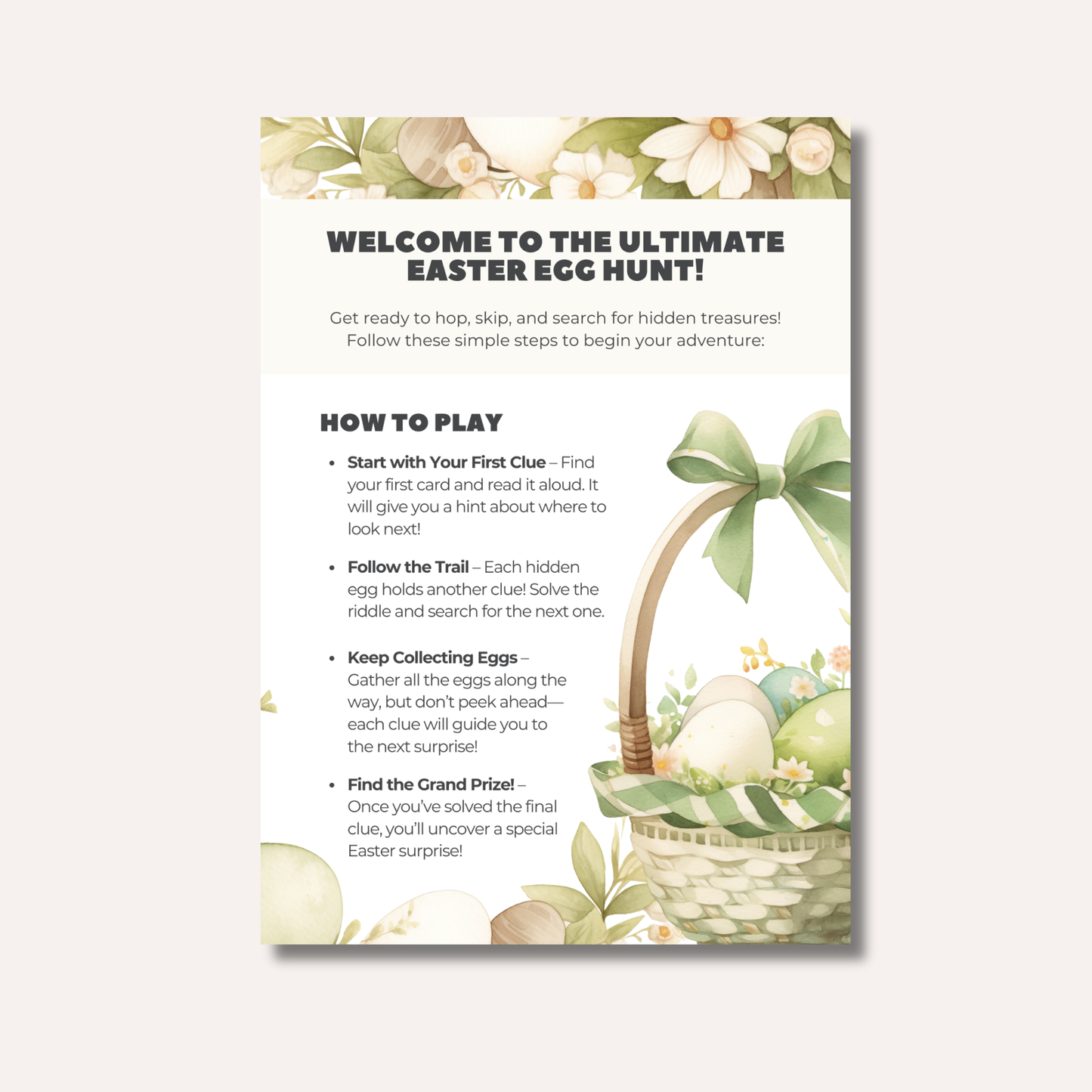 Easter Egg Hunt Cards