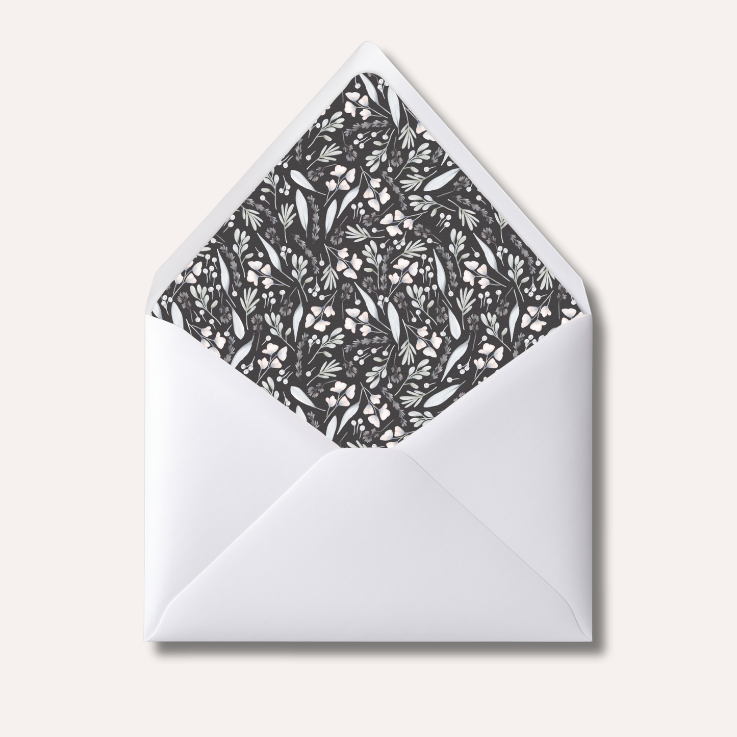 Envelope Liner: Dark Grey Florals