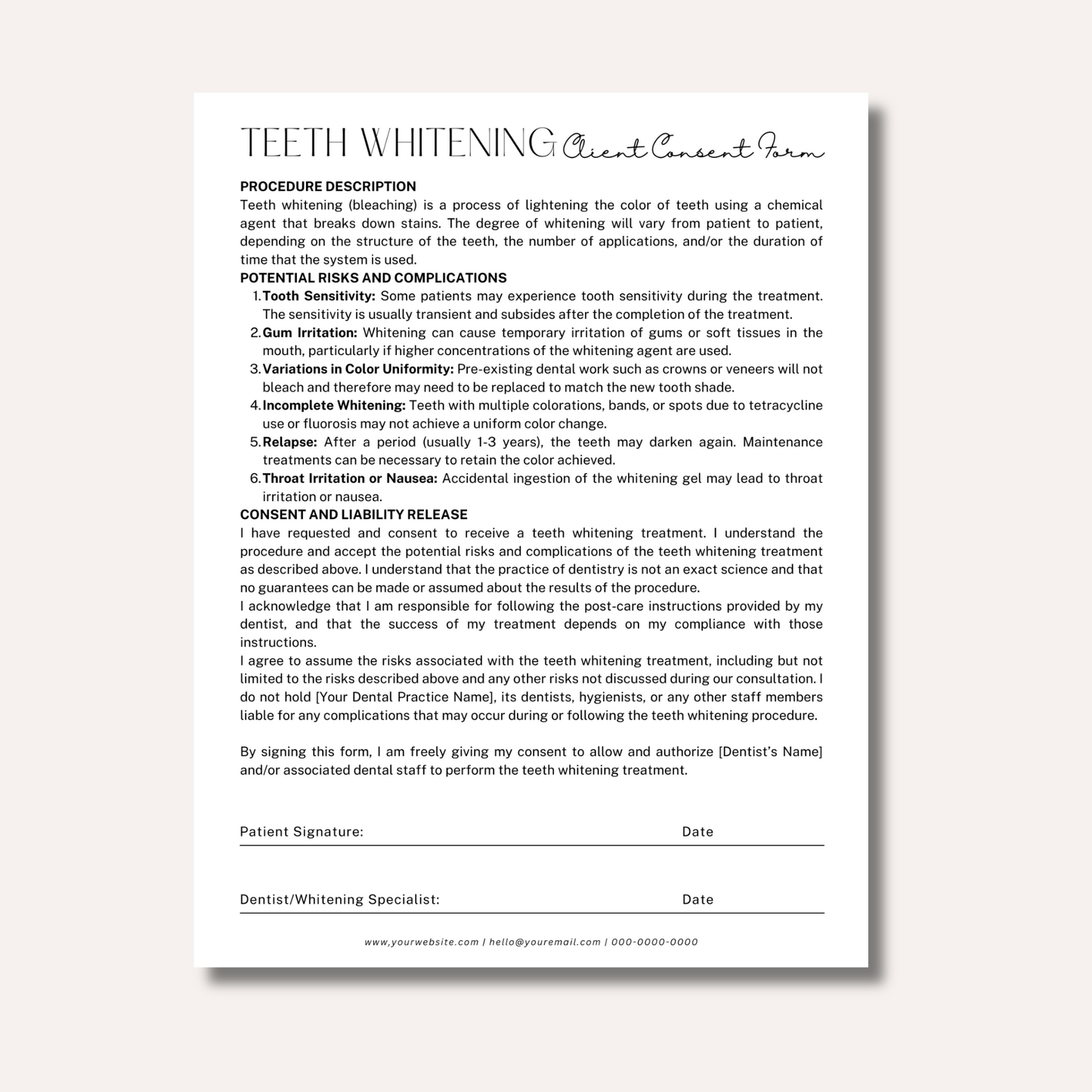 Teeth Whitening Form Bundle