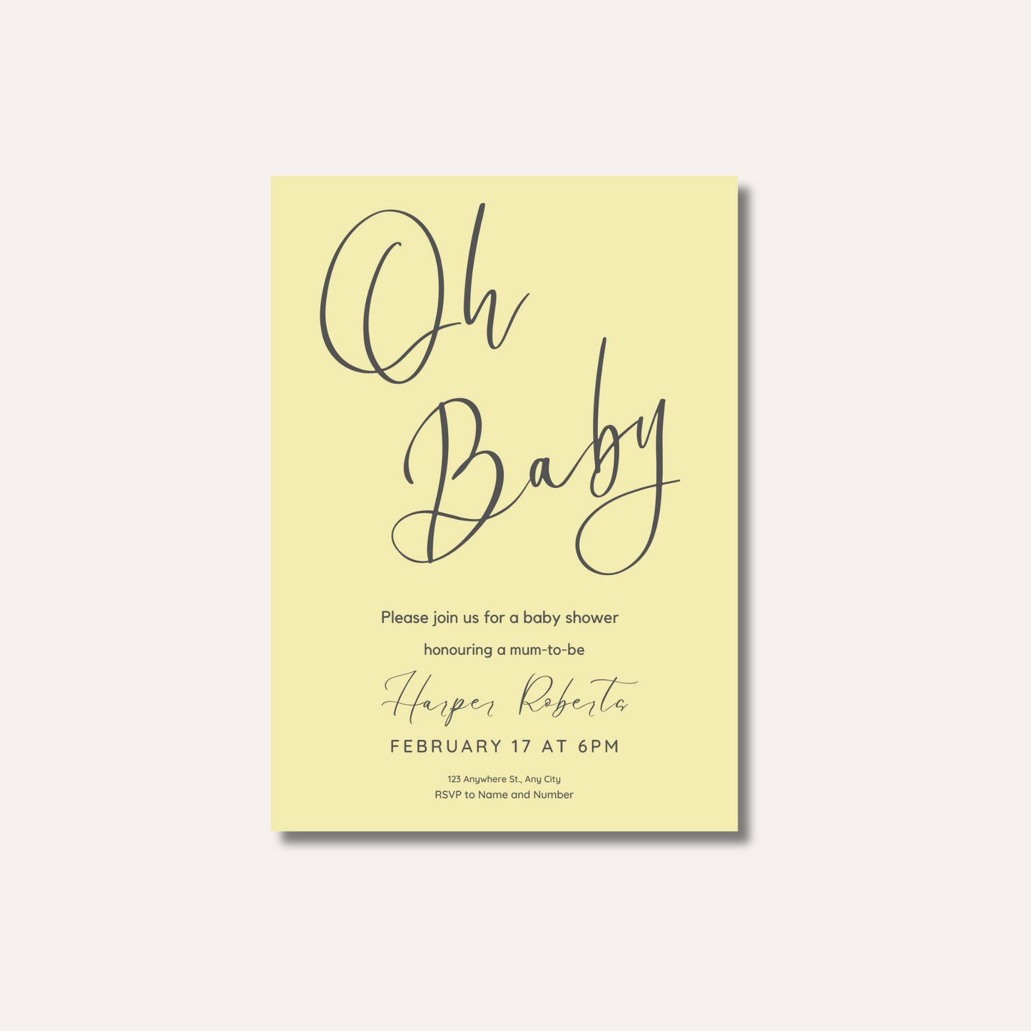 Oh Baby Yellow Invitation
