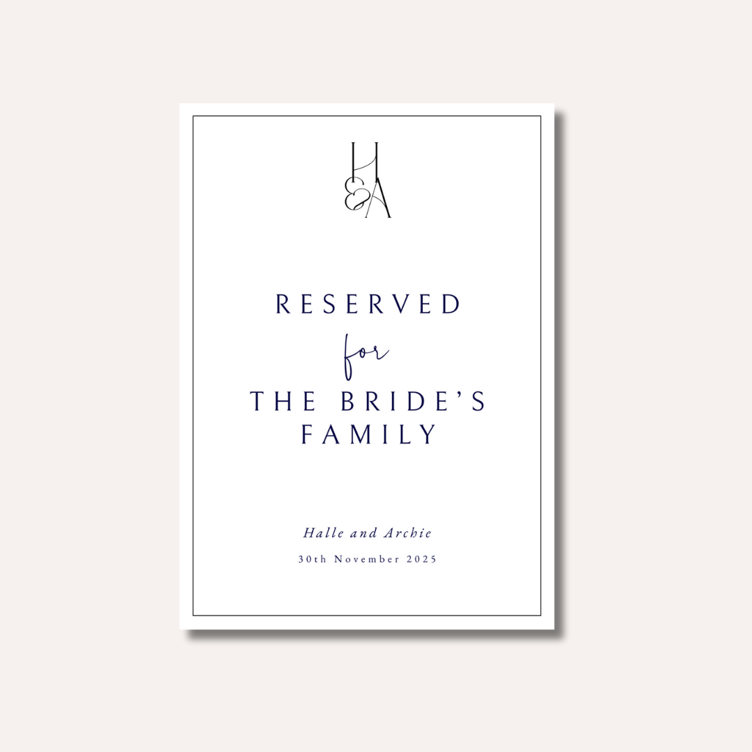 Reserved For The Bride's Family