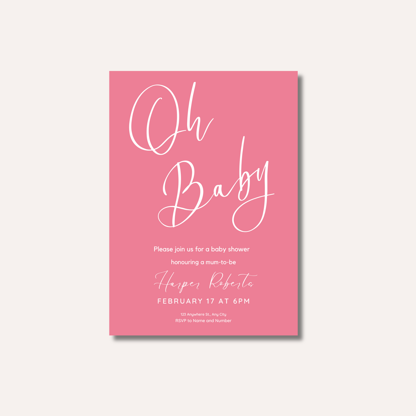 Oh Baby Pink Invitation
