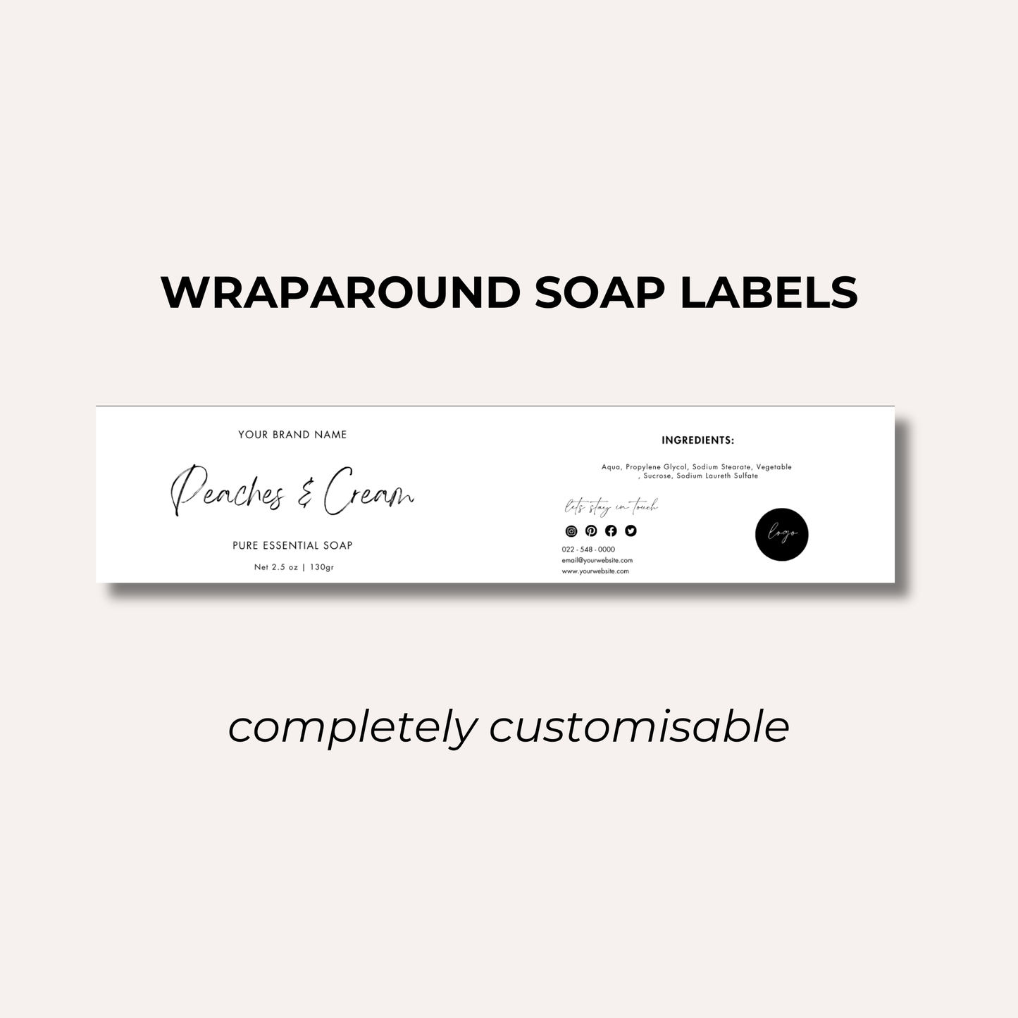 Wrap Around Candle Label- Set 6 (8 Per sheet)