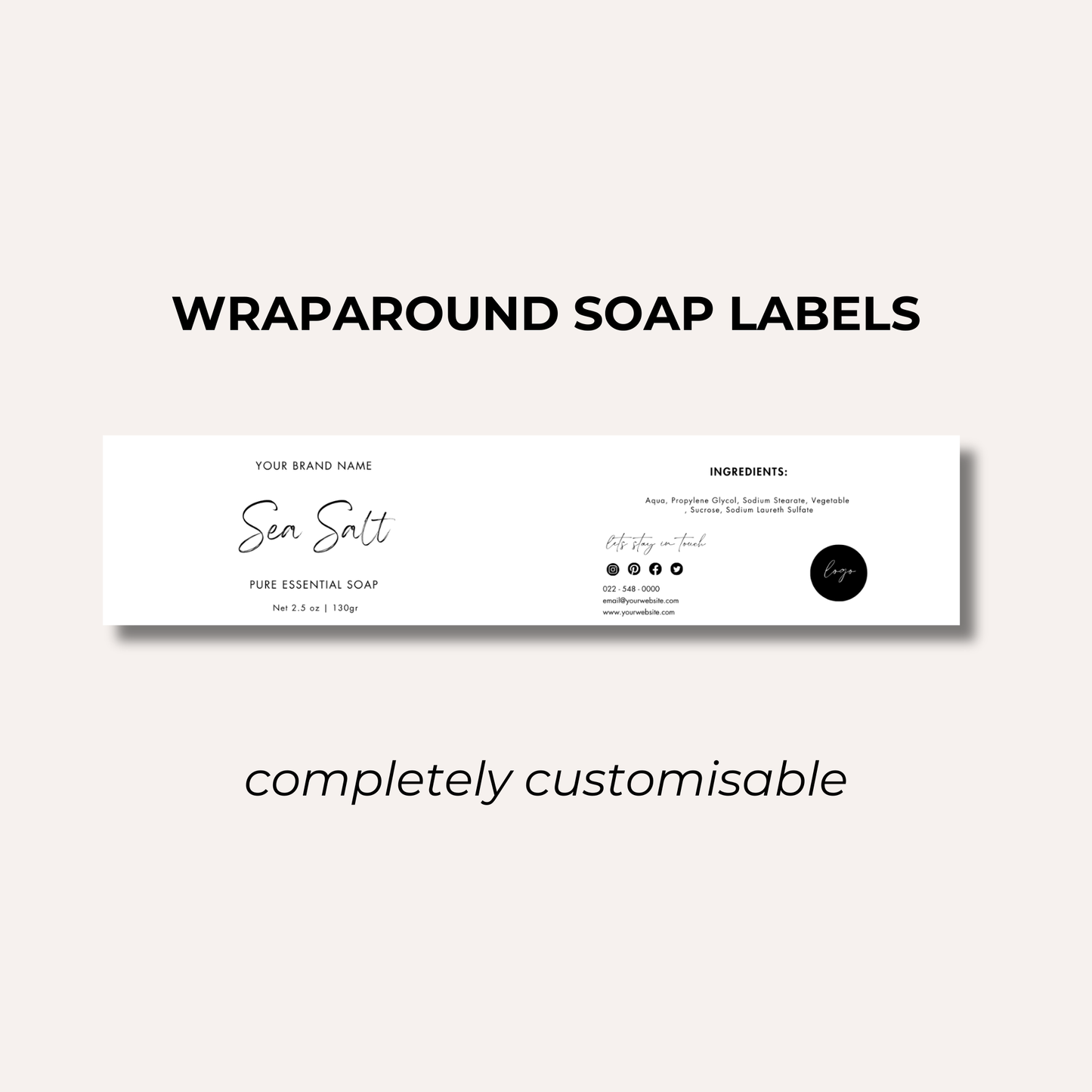 Wrap Around Candle Label- Set 6 (8 Per sheet)