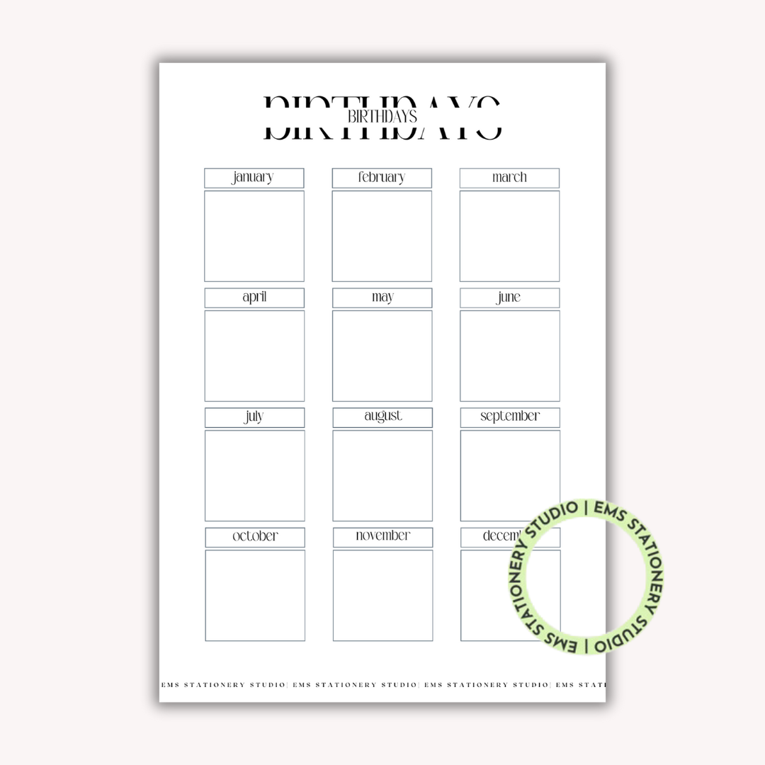 Birthday Journal Inserts **Digital Download**