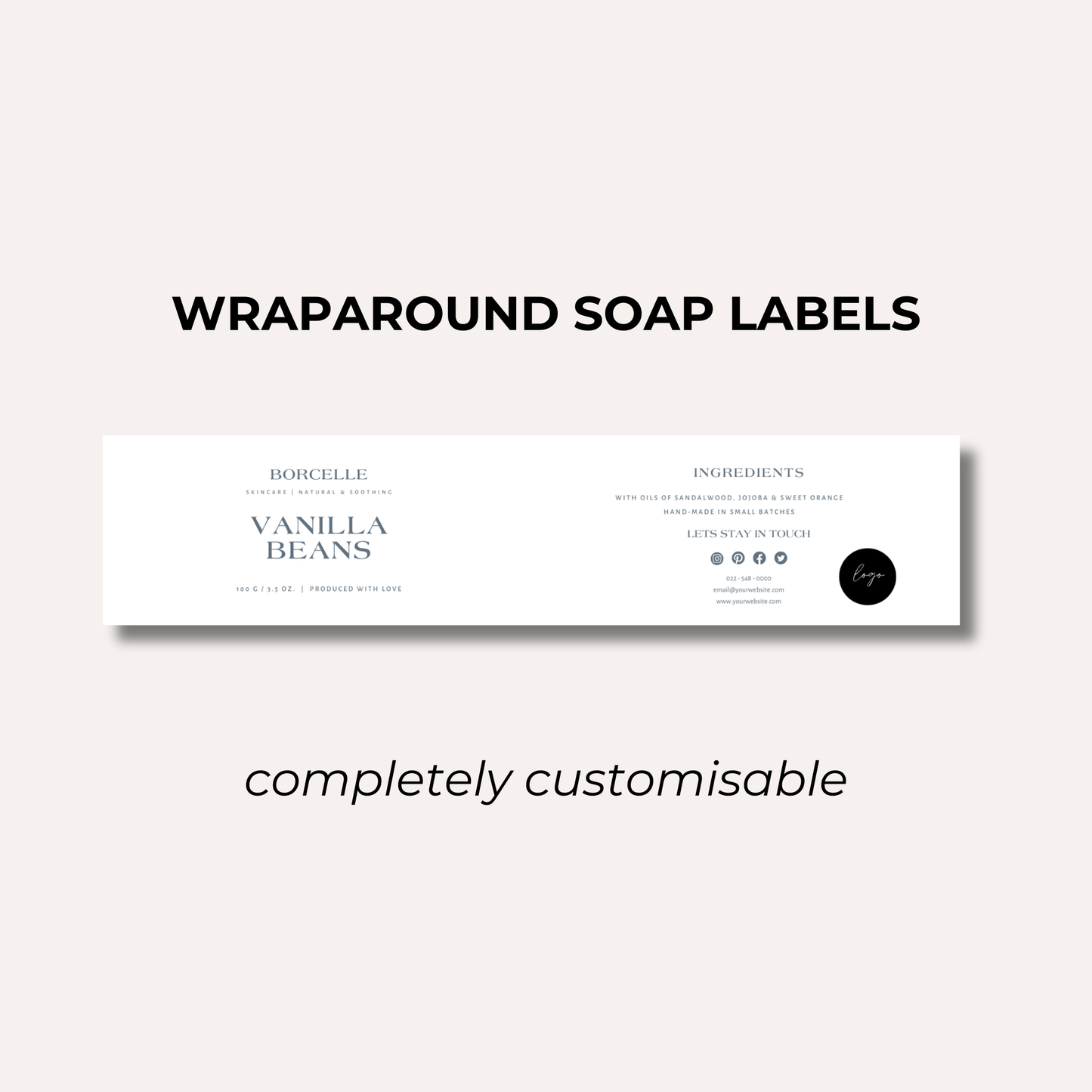 Wrap Around Candle Label- Set 5 (8 Per sheet)