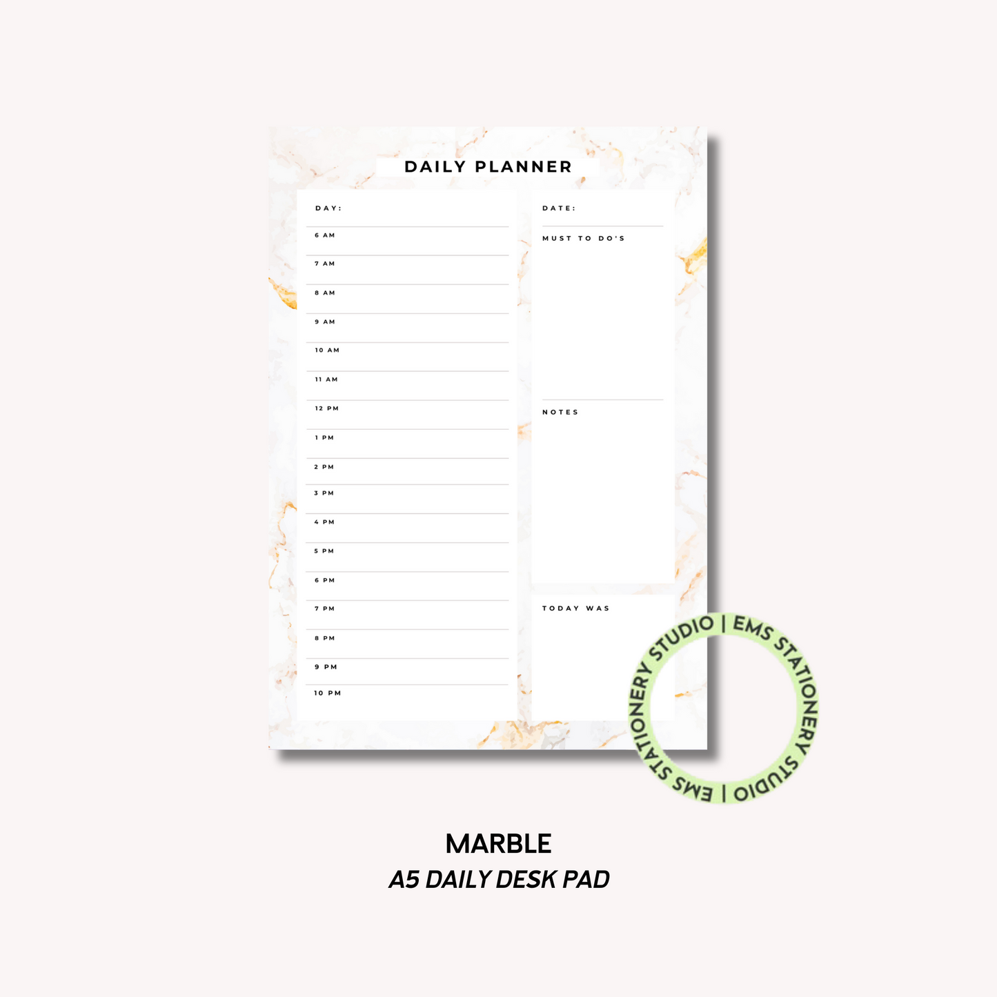 Marble- A5 Daily Planner