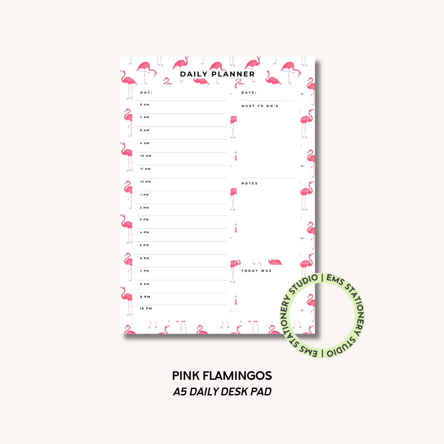 Pink Flamingos- A5 Daily Planner