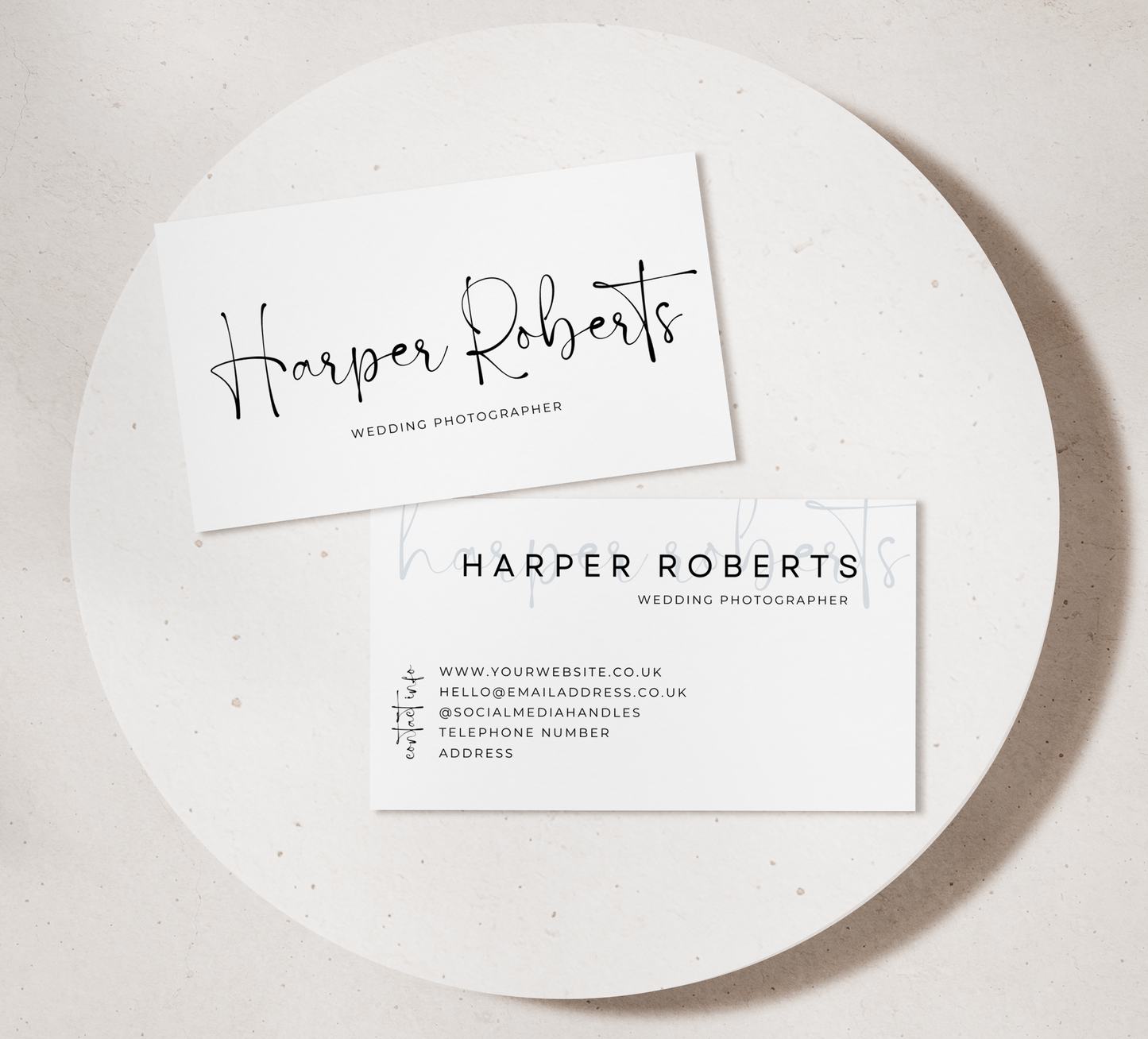 Minimalistic Calligraphy Print Business Cards