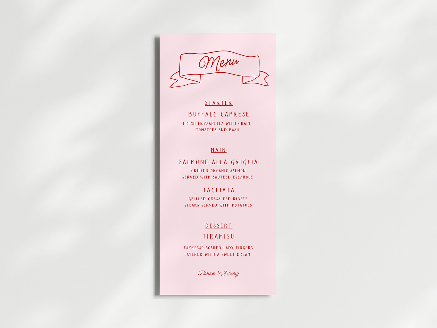 Bonnie Pink Menu