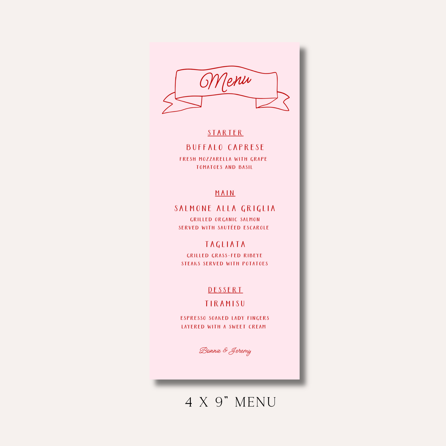Bonnie Pink Menu