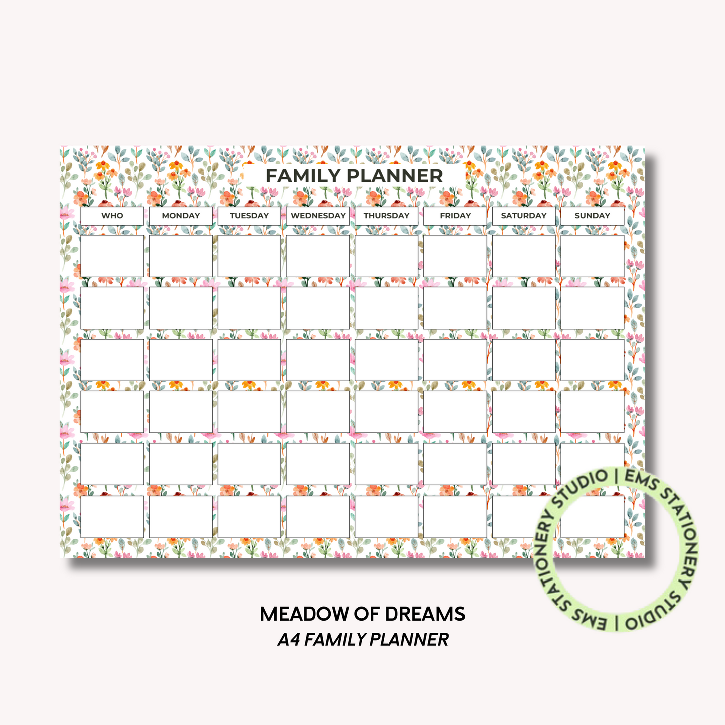 Meadow Of Dreams- A4 Family Planner