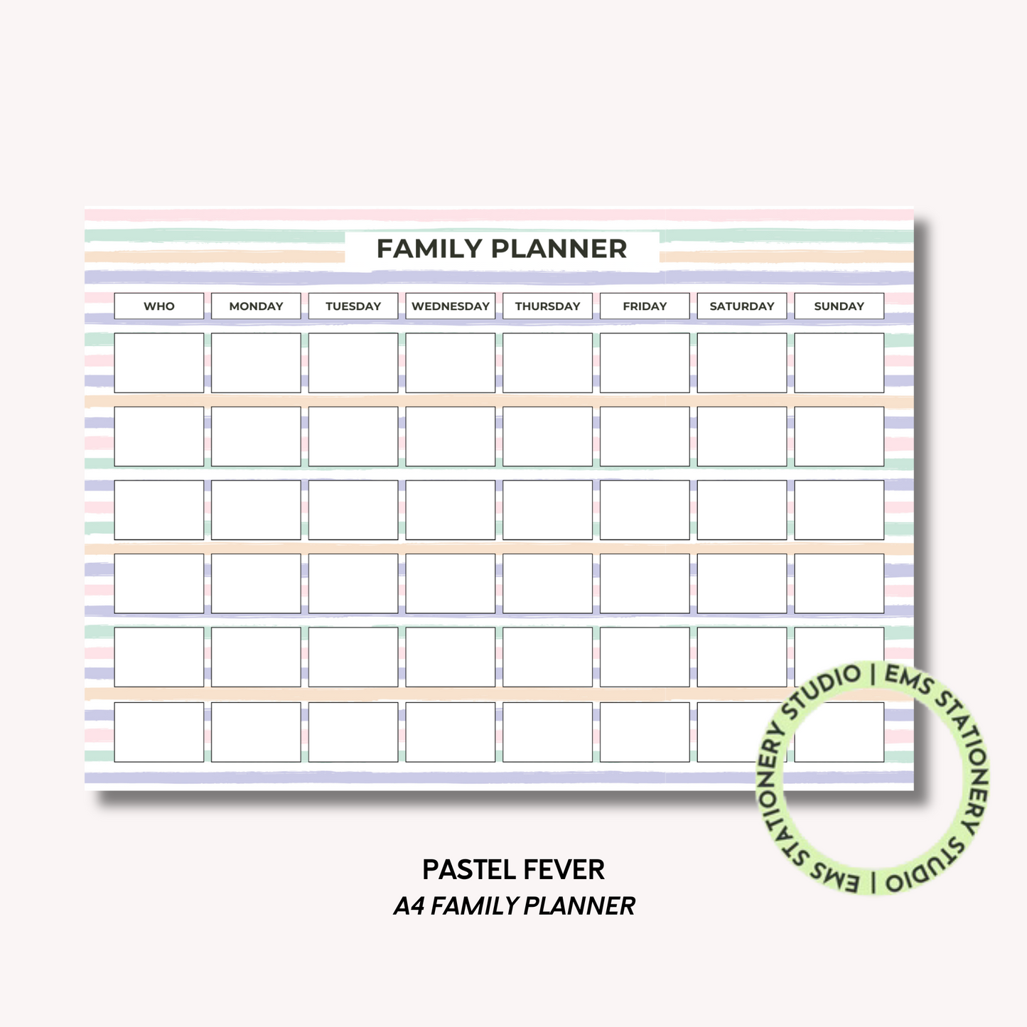 Pastel Fever- A4 Family Planner
