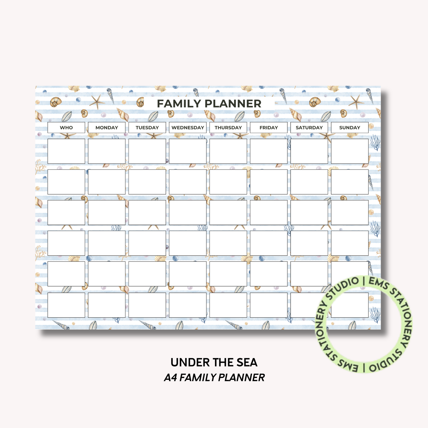 Under The Sea- A4 Family Planner