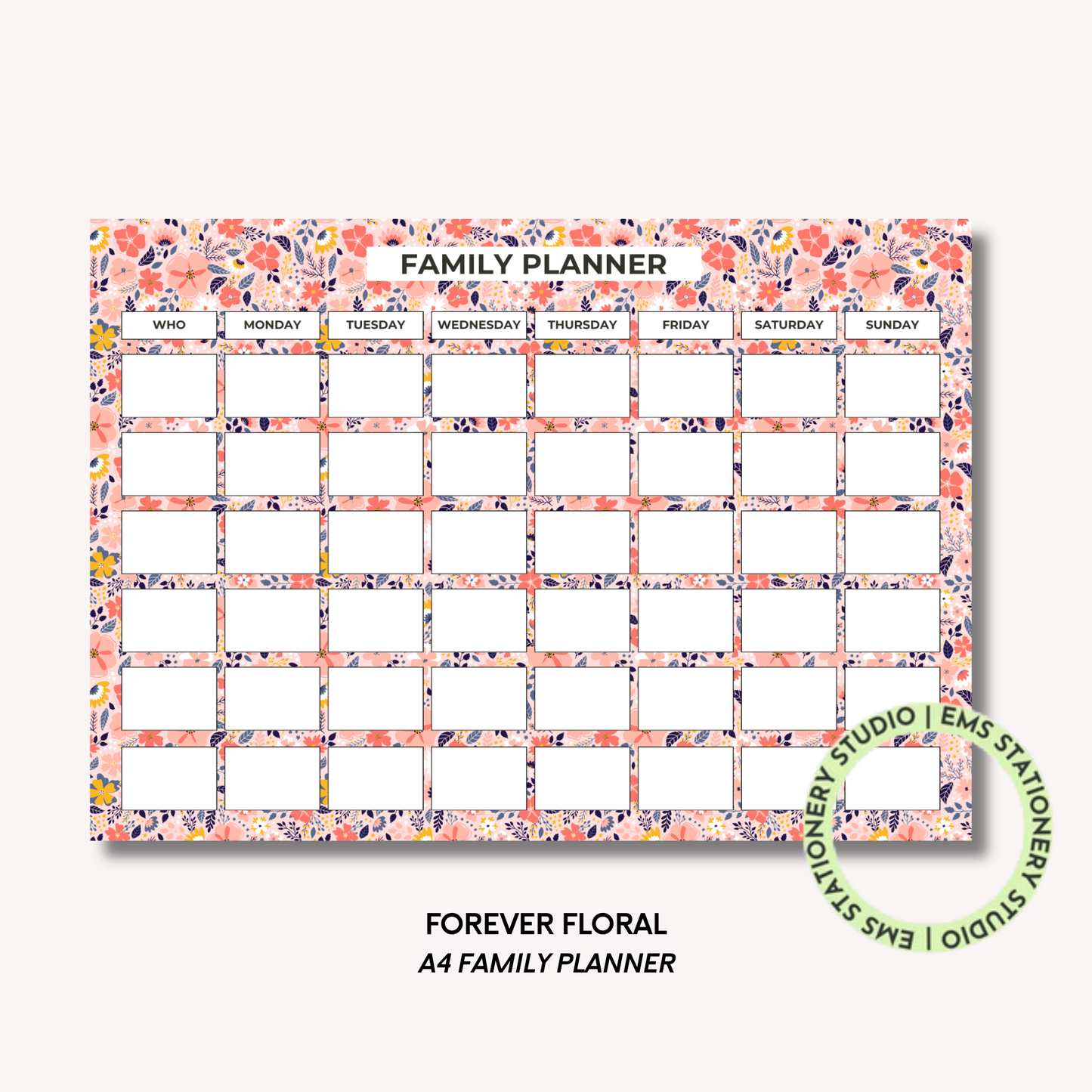 Forever Floral- A4 Family Planner