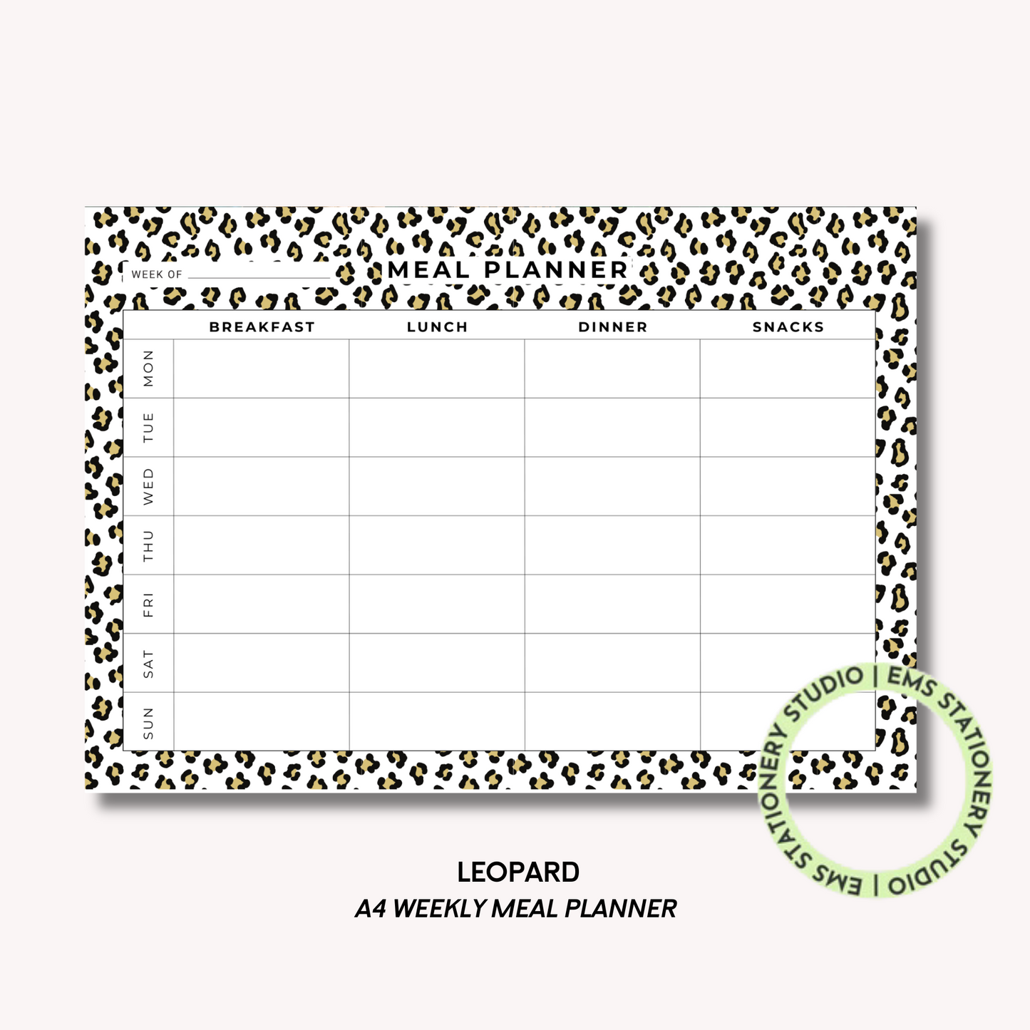 Leopard- A4 Meal Planner