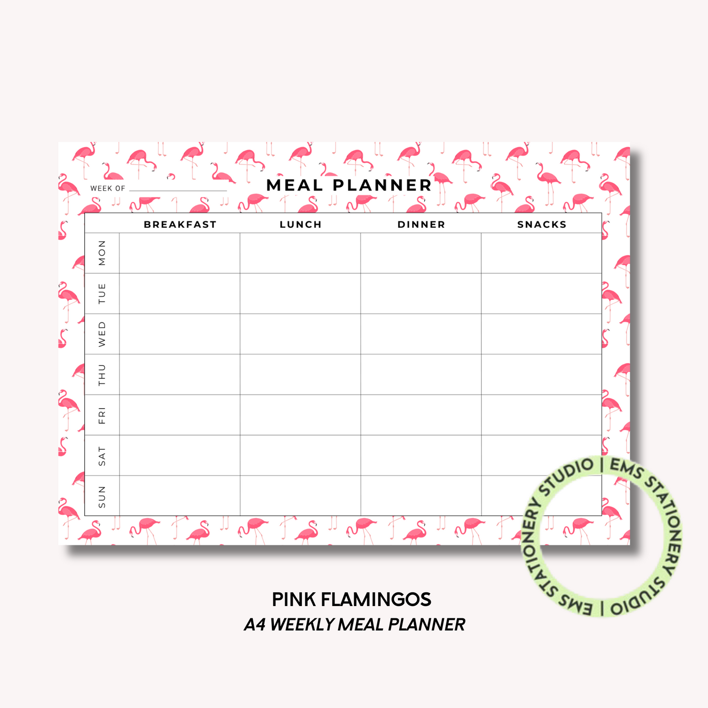 Pink Flamingos- A4 Meal Planner
