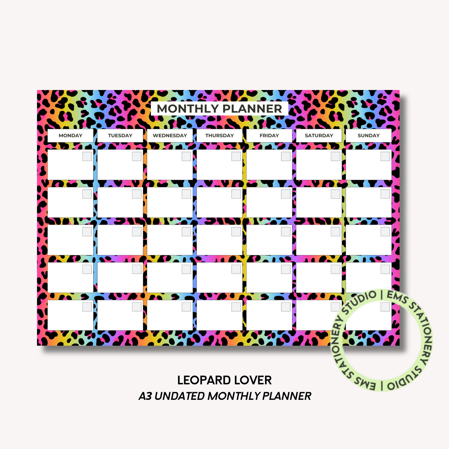 Leopard Lover- A3 Monthly Planner