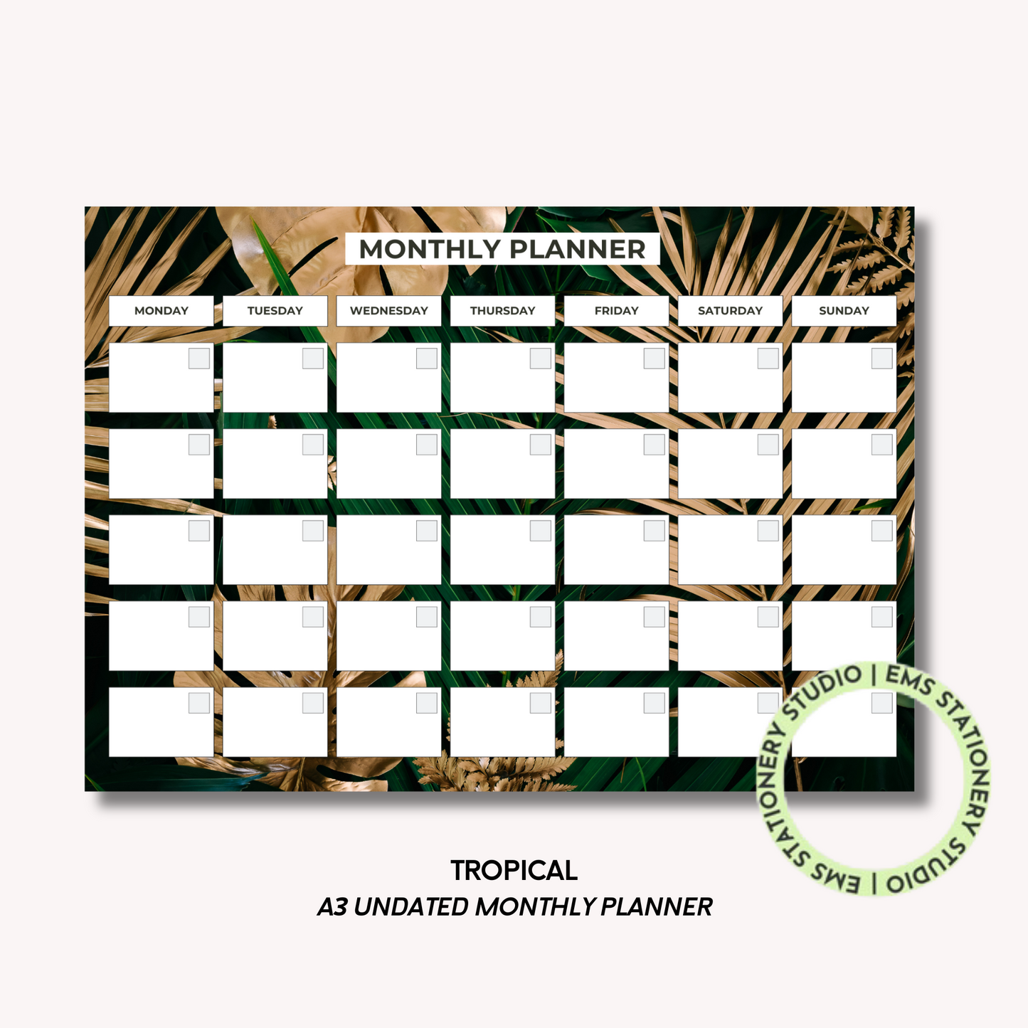 Tropical- A3 Monthly Planner