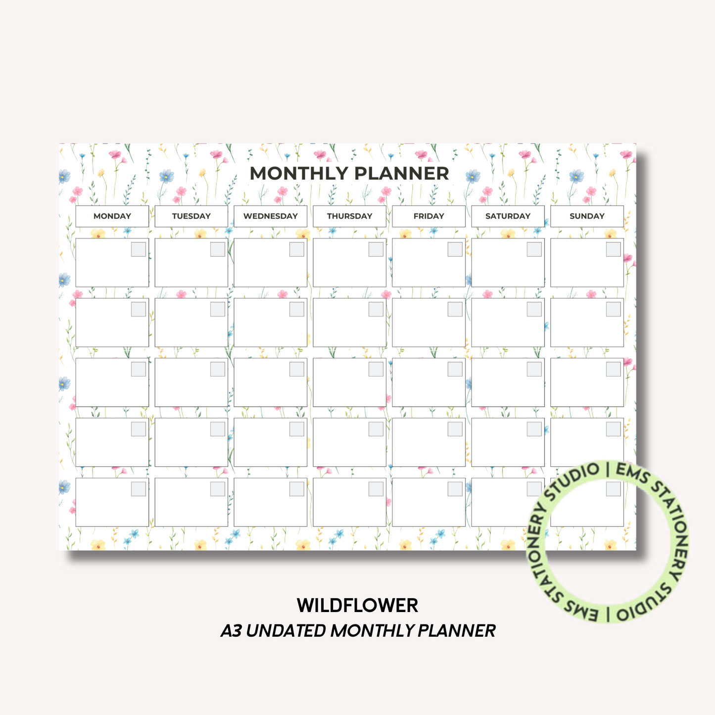 Wildflower- A3 Monthly Planner