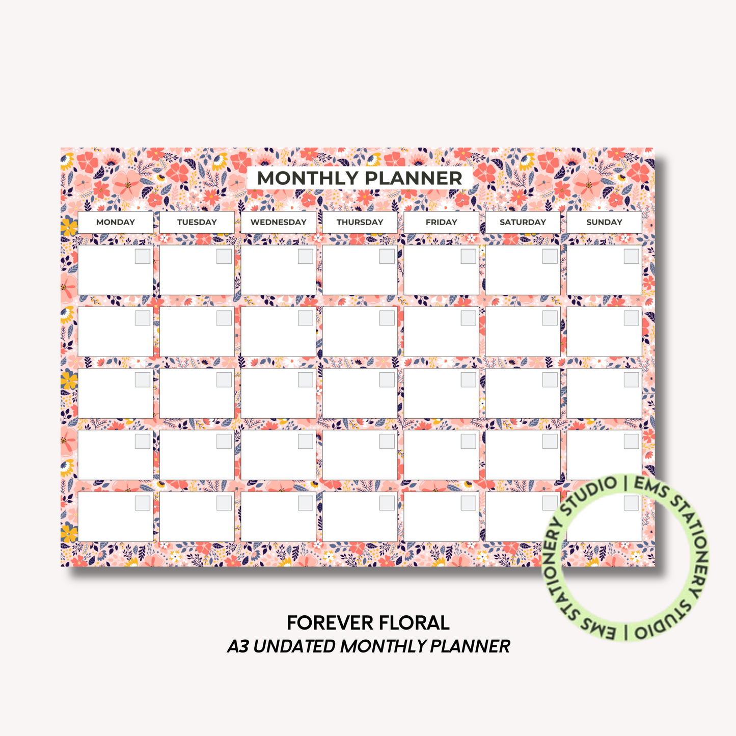 Forever Floral- A3 Monthly Planner