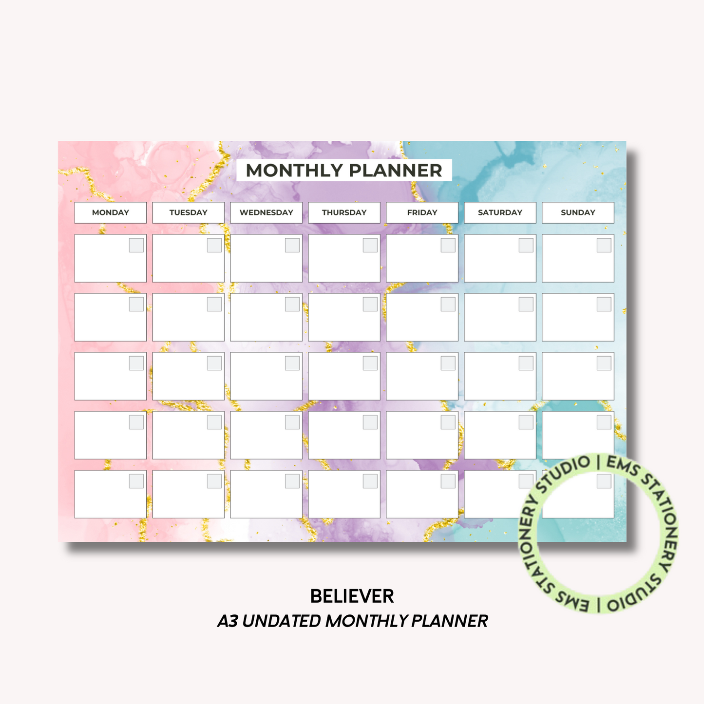 Believer- A3 Monthly Planner
