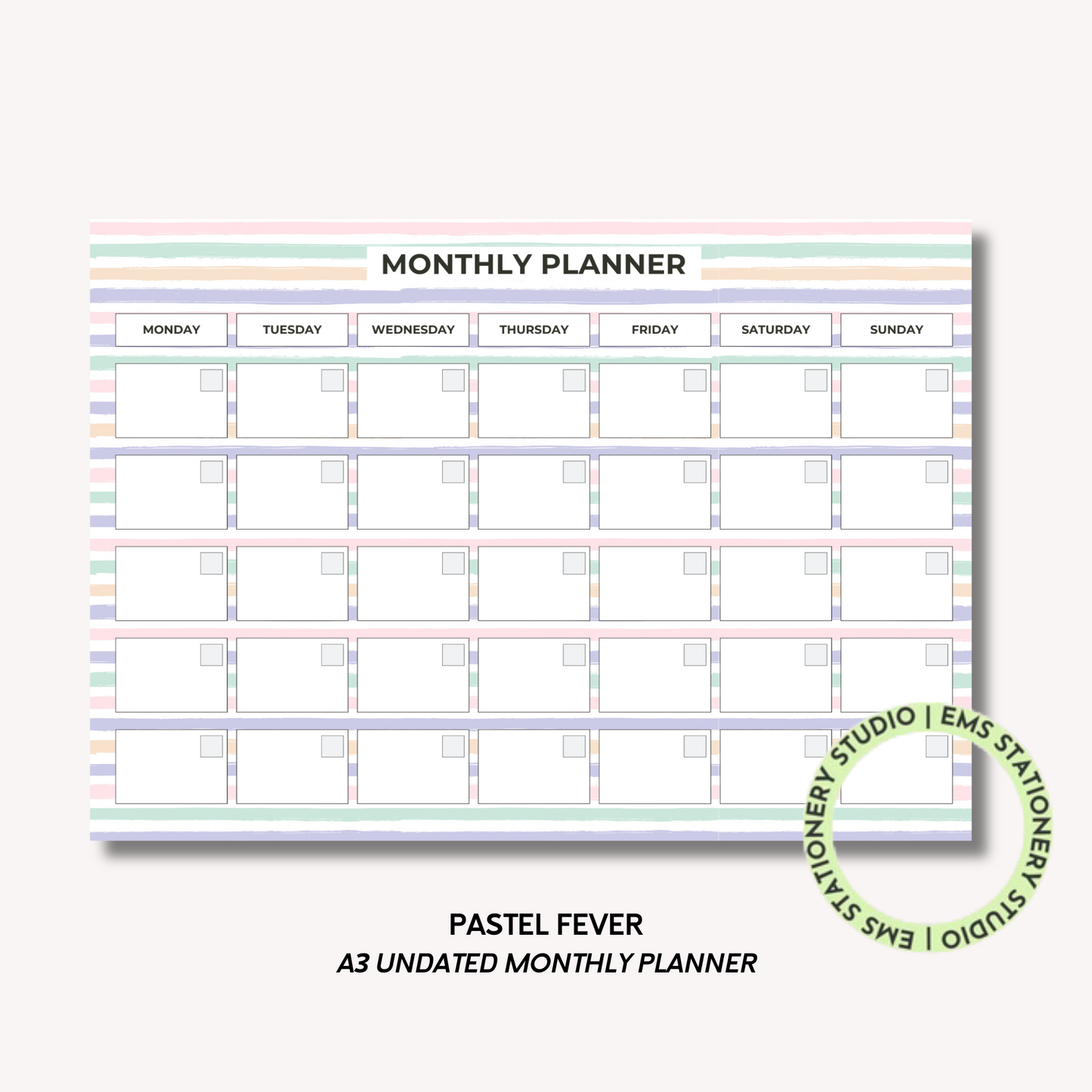 Pastel Fever- A3 Monthly Planner