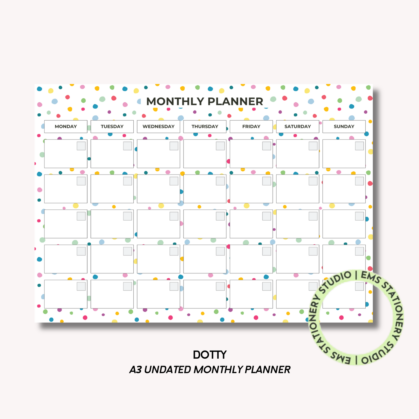 Dotty- A3 Monthly Planner