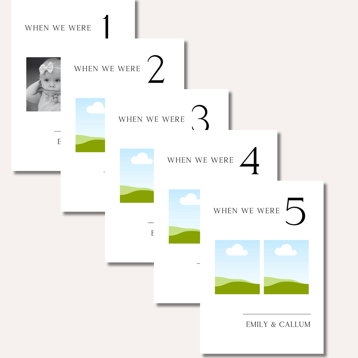 Table Numbers- B&W Photo "When We Were..."