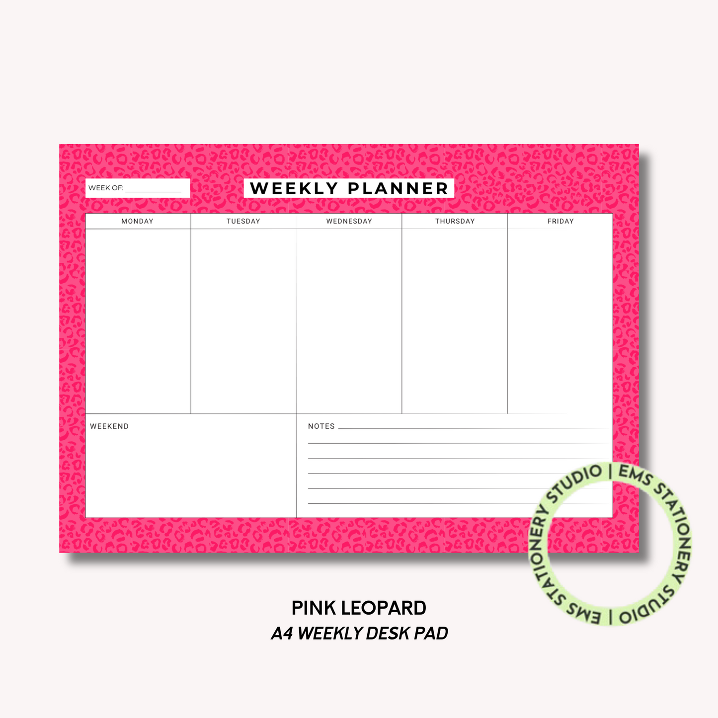 Pink Leopard- A4 Weekly Planner